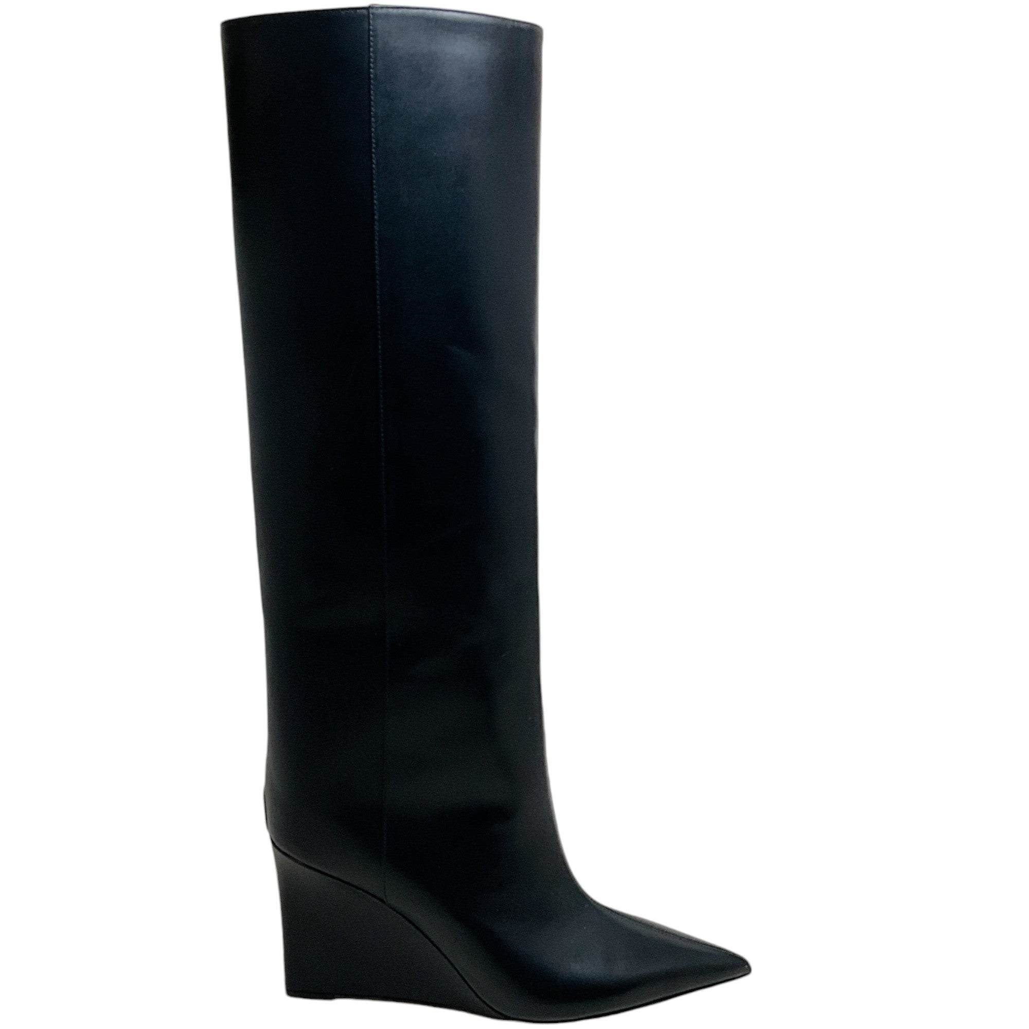 Jimmy Choo Black Leather Blake Wedge Boots for Women - Stylish Chunky Heel Ankle Boots for Fall & Winter Fashion, Perfect for Office, Party and Night Out
