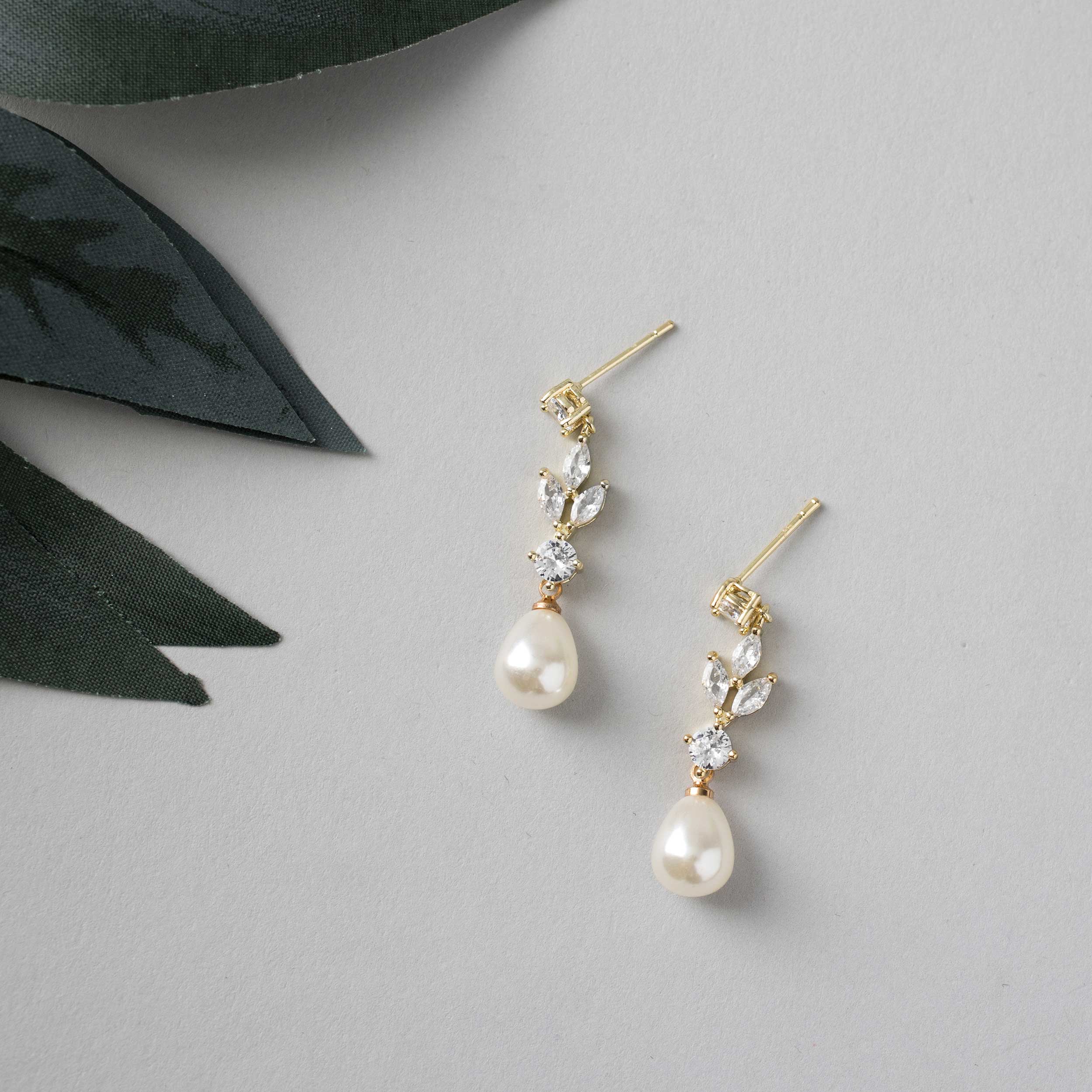 Elegant Teardrop Pearl and CZ Bridal Earrings for Weddings, Prom & Special Occasions | Dainty Drop Pearl Jewelry for Women