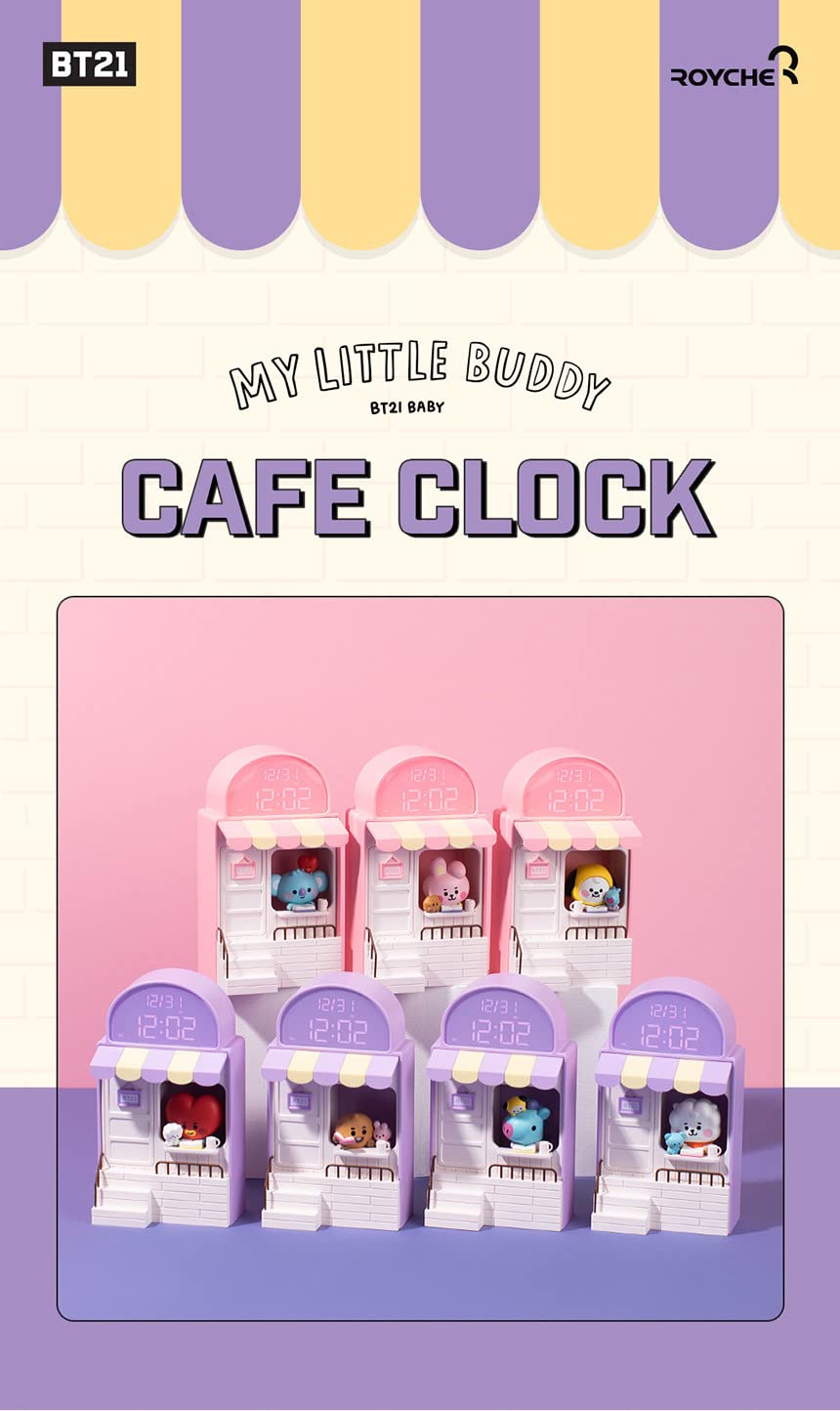 BT21 KOYA LED Desk Clock with Cafe Theme - Cute Alarm Clock & Home Decor for Office, Bedroom, and Gift Giving