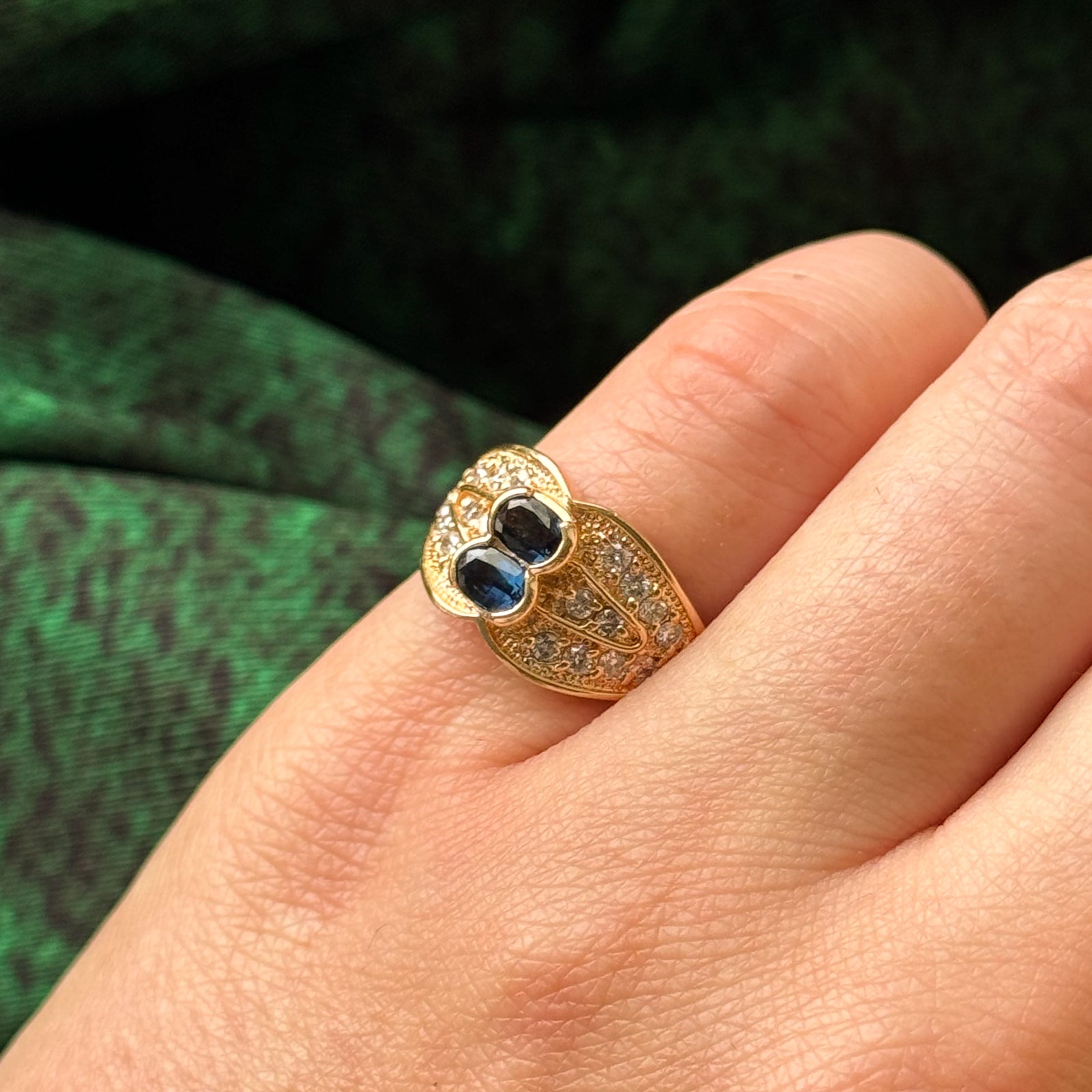 Elegant Sapphire & Diamond Cocktail Ring - 0.40ctw Gemstone, 0.24ctw Diamonds - Size 5.25 - Perfect for Evening Parties, Weddings & Special Occasions