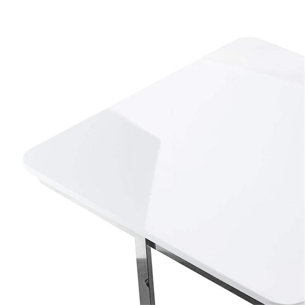 Modern Stainless Steel Coffee Table with White/Chrome Base - Contemporary Living Room Centerpiece for Home & Office Decor
