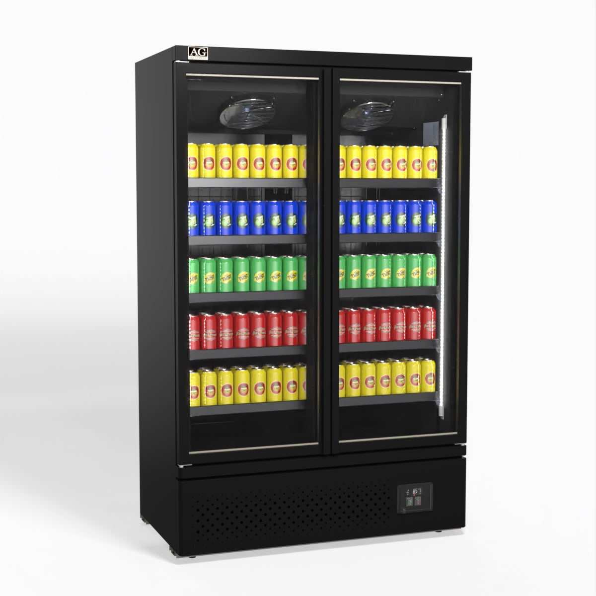 Commercial Upright Display Refrigerator with Two Glass Doors - 1000L Capacity, Perfect for Supermarkets, Restaurants, and Convenience Stores - Model CSB1000