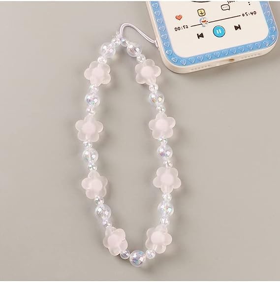 Boho Cute Phone Charm Chain Strap - Beaded Phone Keychain with Butterfly & Flower Pearl Design - Stylish Phone Lanyard for Women & Girls - Perfect for Phones, Keys, Bags & Accessories