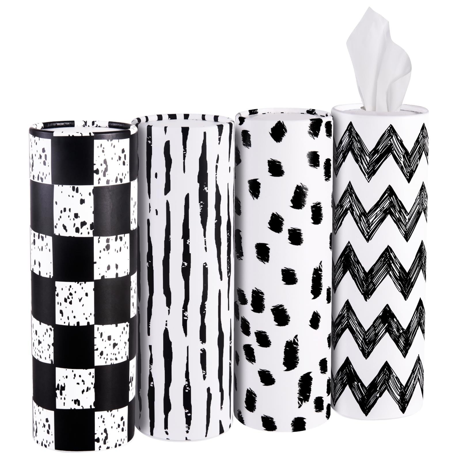 4 Pack Car Tissues Holder with Facial Tissues - Travel Tissue Box for Car Cup Holder | Compact & Convenient for Road Trips, Commuting & Daily Driving