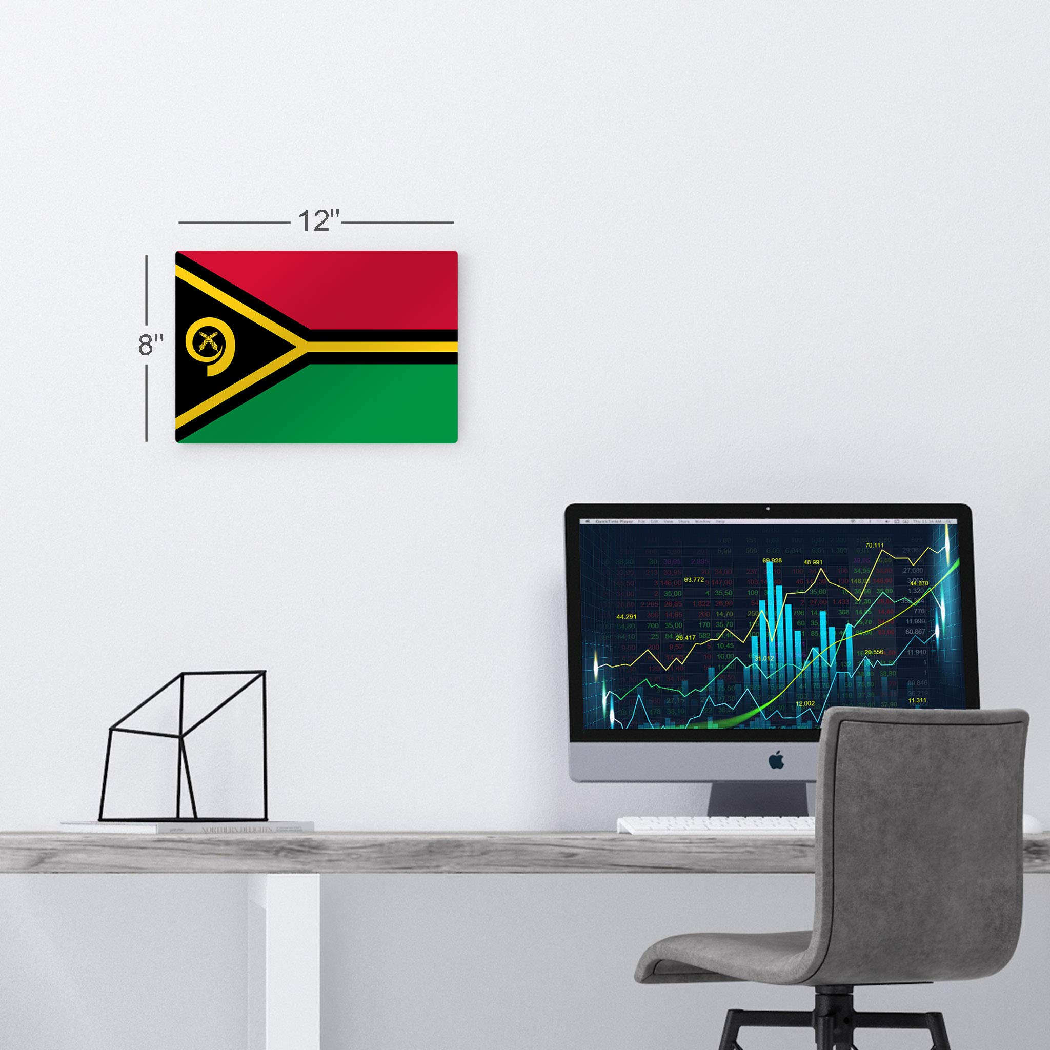 Vanuatu Flag Metal Wall Art Print - 30x40 Inches, Made in USA | Modern Home & Office Decor for Living Room, Dorm, Bedroom, Kitchen, Man Cave, Sports Club & Bar | Ready to Hang Country Flags Decor