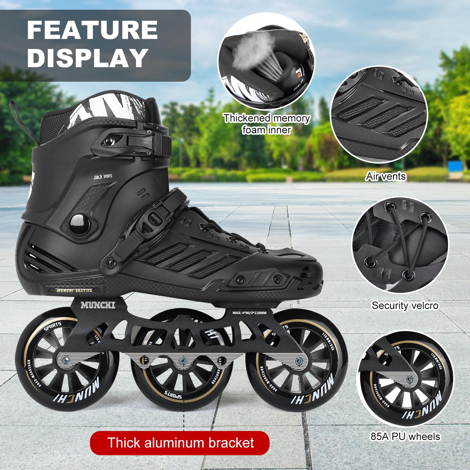 Professional 3 Wheel Inline Skates for Adults - 3X110mm High-Speed Outdoor Roller Skates for Men & Women | Perfect for Fitness, Training & Urban Skating