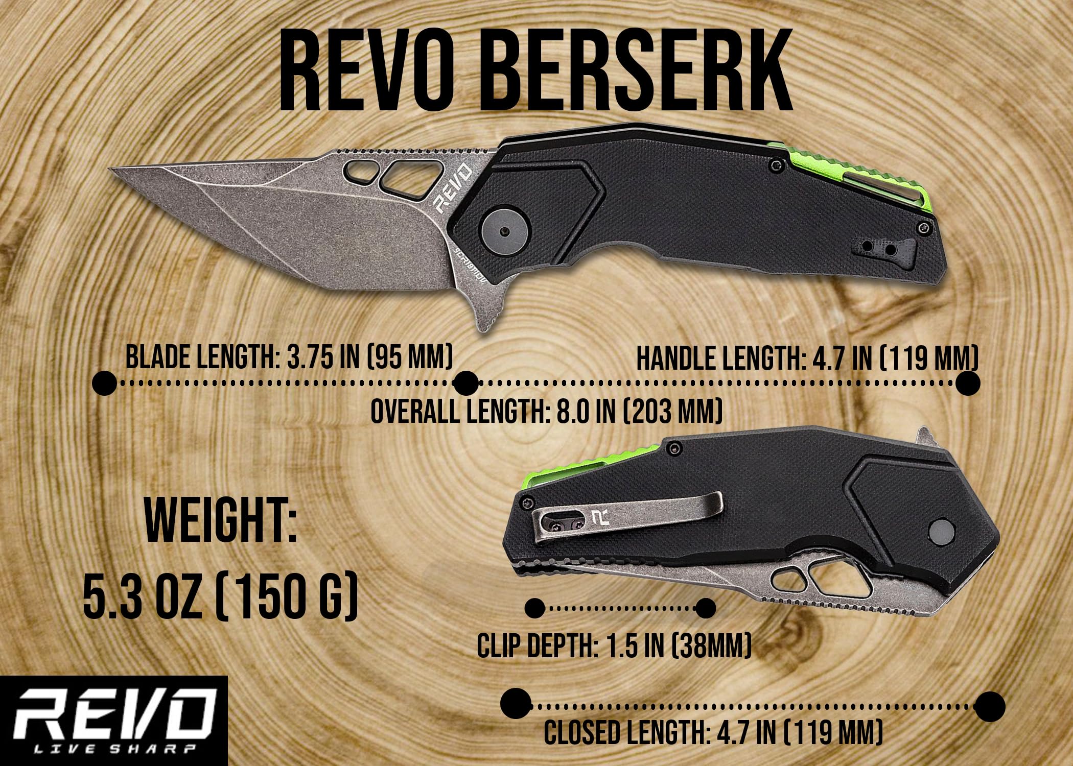 REVO Berserk REV2 Tactical Folding Knife - 3.875