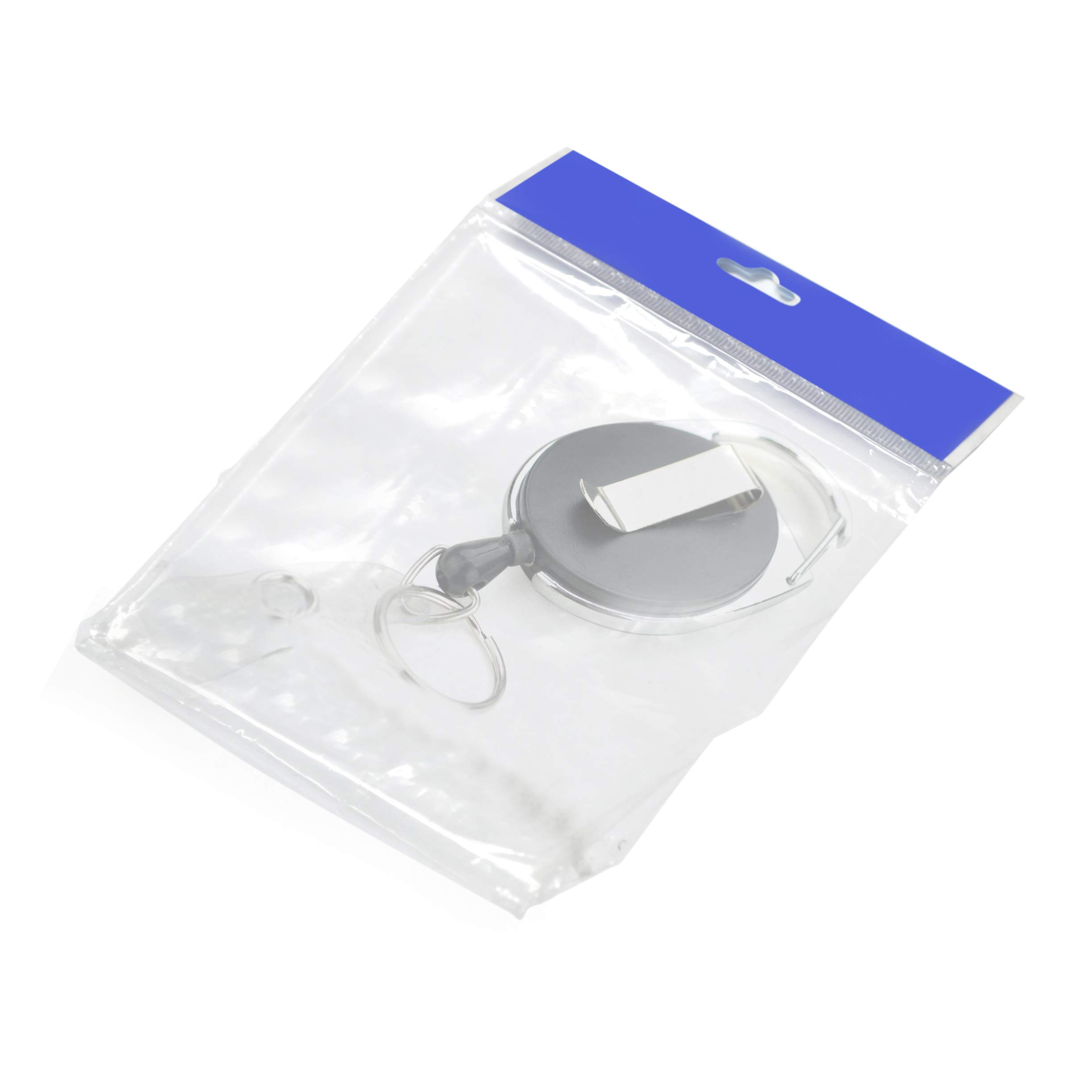 500Pcs Black Carabiner Badge Holder Reels with Back Splint & Key Ring - Durable ID Card Holders for Work, Events & Outdoor Activities