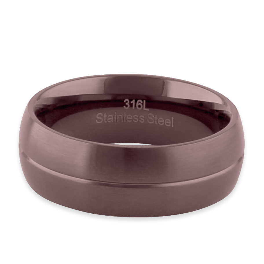 Stainless Steel Brown Plated Groove Band Ring for Men & Women - Fashion Jewelry for Everyday Wear, Wedding, Anniversary & Gift Giving
