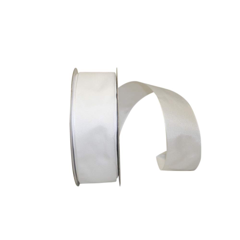 Premium Reliant Ribbon - 1.5 Inch x 50 Yards Linen Touch Mono Ribbon for Gift Wrapping, Wedding Decor & Crafting - Soft White Satin Finish Ribbon for DIY Projects, Party Favors & Floral Arrangements