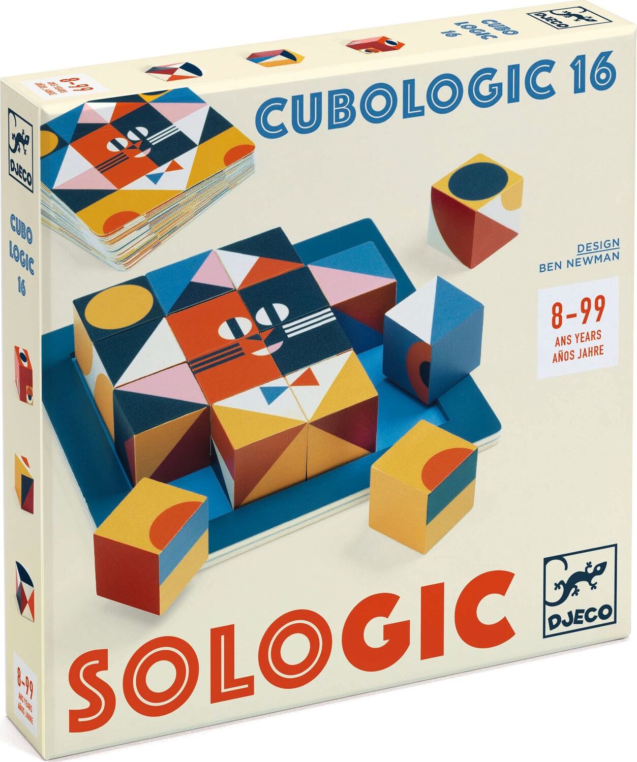 Cubologic 16 Sologic Puzzle Game - Brain Teaser Wooden Block Toy for Adults & Kids - Perfect for Family Game Night, Office Stress Relief & STEM Learning Activities