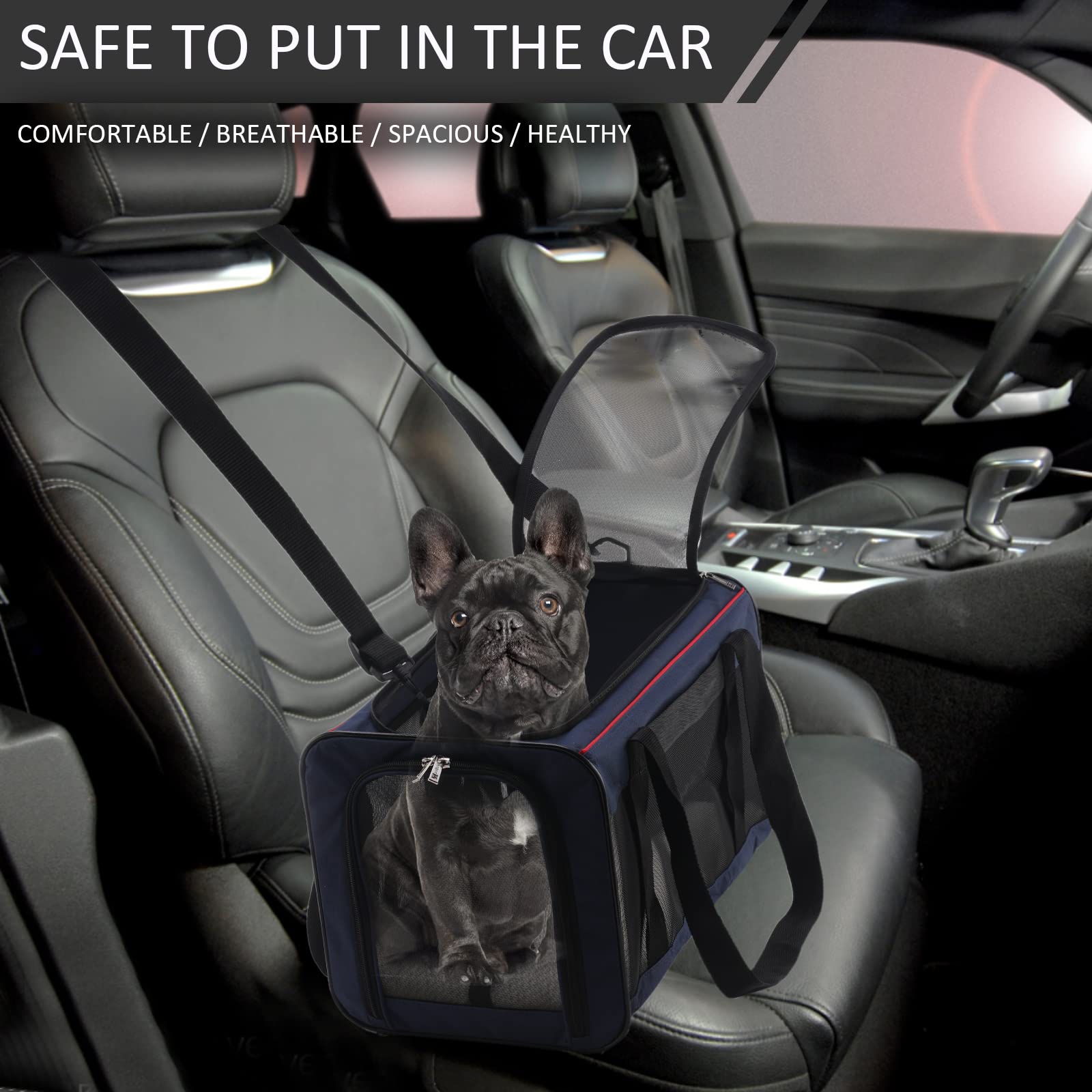 Airline Approved Foldable Pet Carrier for Cats & Dogs Up to 17lbs - Durable 4-Sided Mesh Travel Bag with Soft Wool Felt, Portable Dog Crate for Car, Plane & Outdoor Adventures