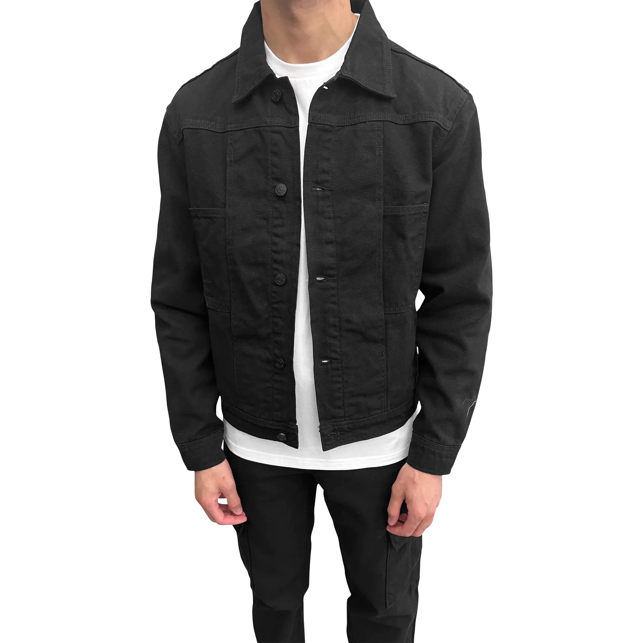 SIARR Black Denim Jacket & Cargo Pants Set - Stylish Streetwear Outfit for Men | Perfect for Casual Wear, Urban Fashion, and Outdoor Adventures