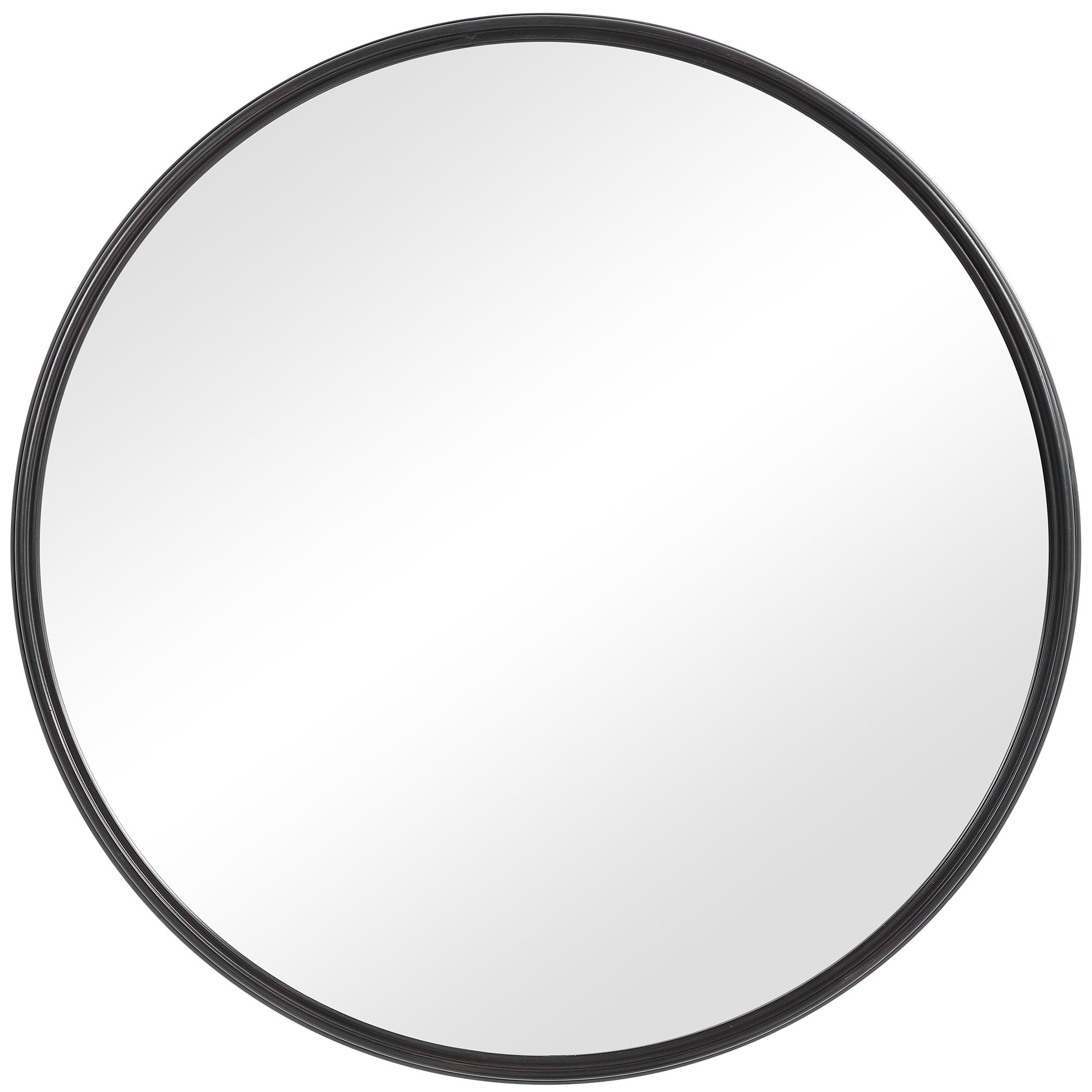 Belham Modern Round Iron Wall Mirror in Black - Perfect for Living Room, Bedroom, or Entryway Décor