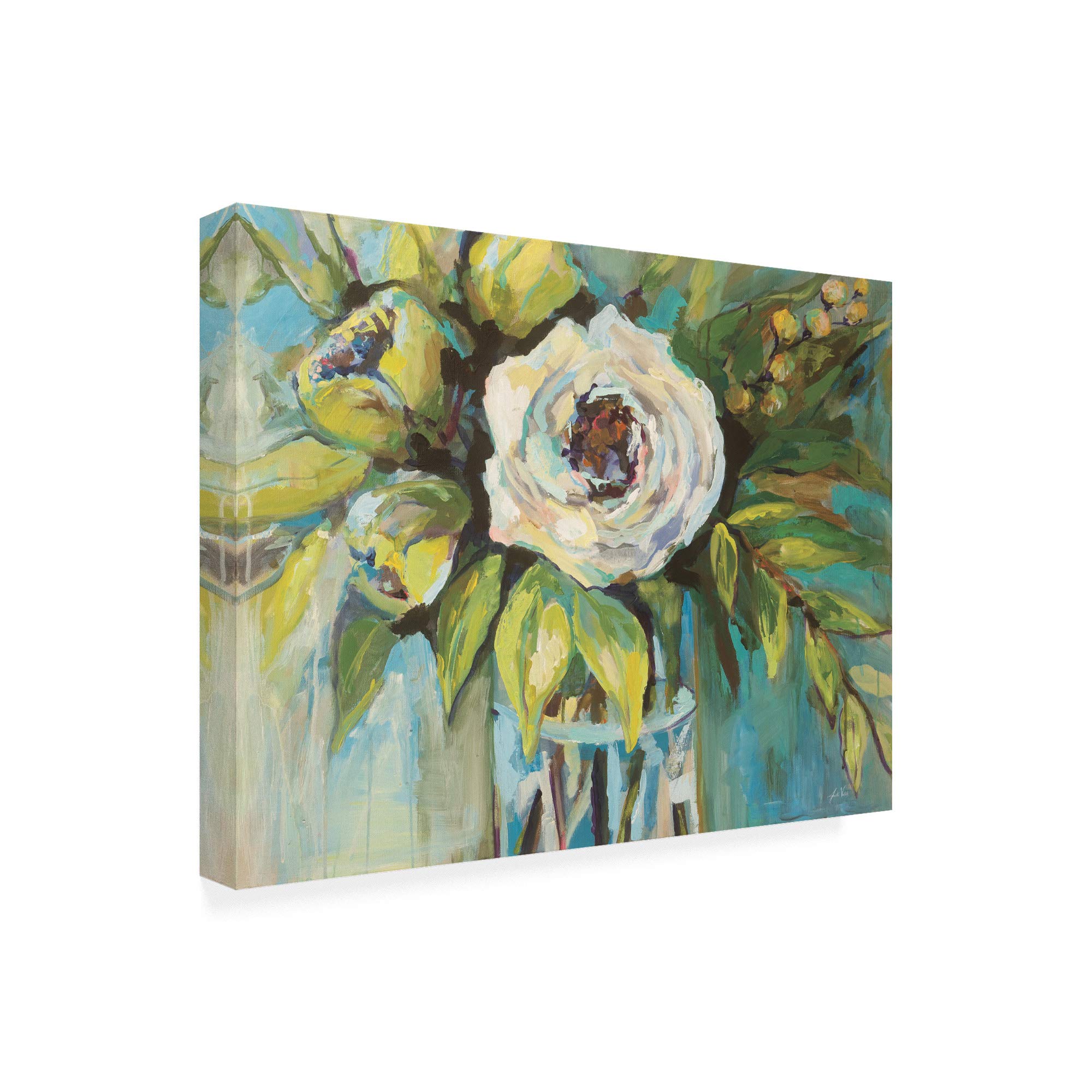 Trademark Fine Art 35x47 Aqua Solo Canvas Print by Jeanette Vertentes - Modern Abstract Wall Art for Living Room, Bedroom & Office Decor