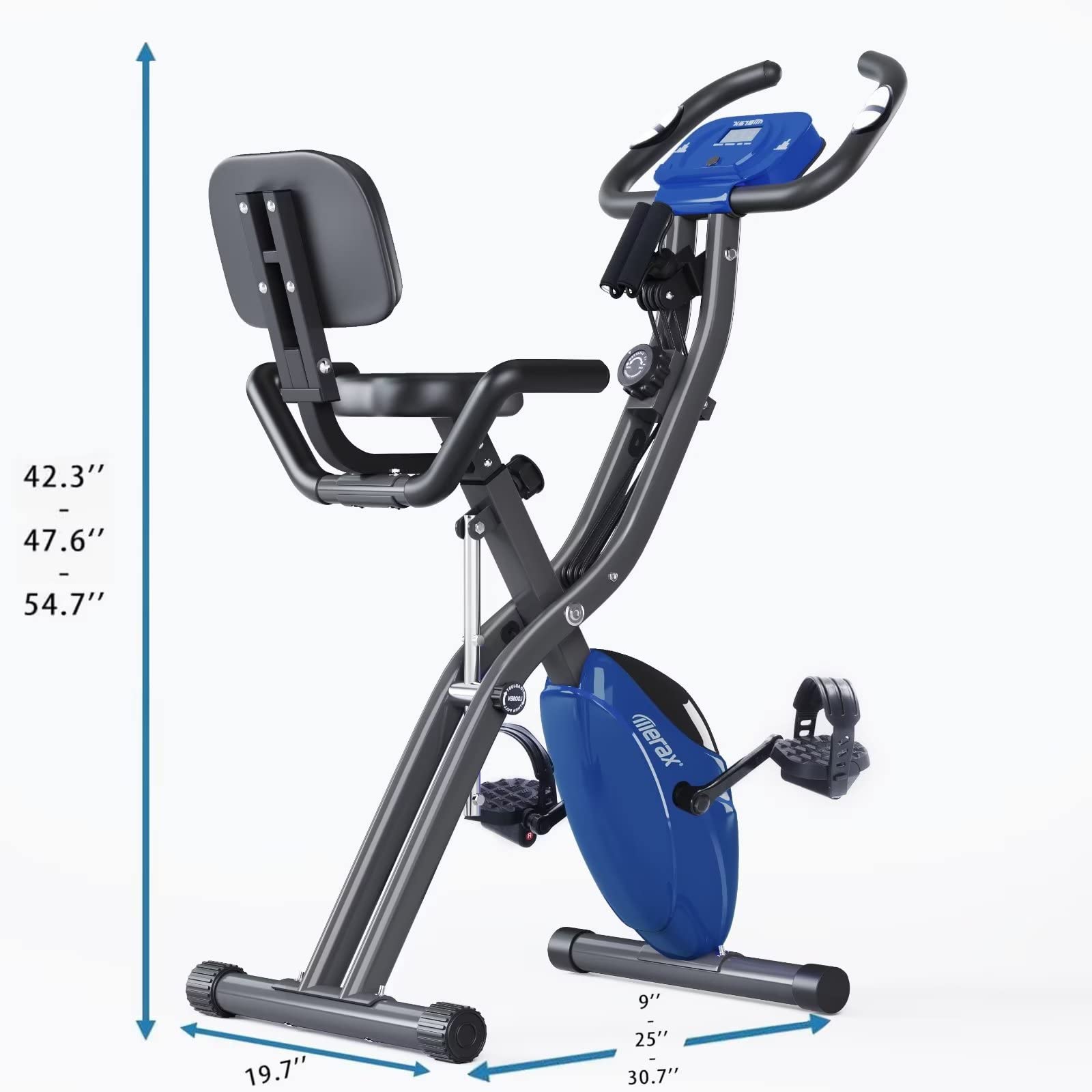 Merax Foldable Exercise Bike - 3-in-1 Magnetic Stationary Bike with 16-Level Resistance, 300LB Capacity for Home Workout | Perfect for Indoor Cycling, Cardio Training & Small Spaces