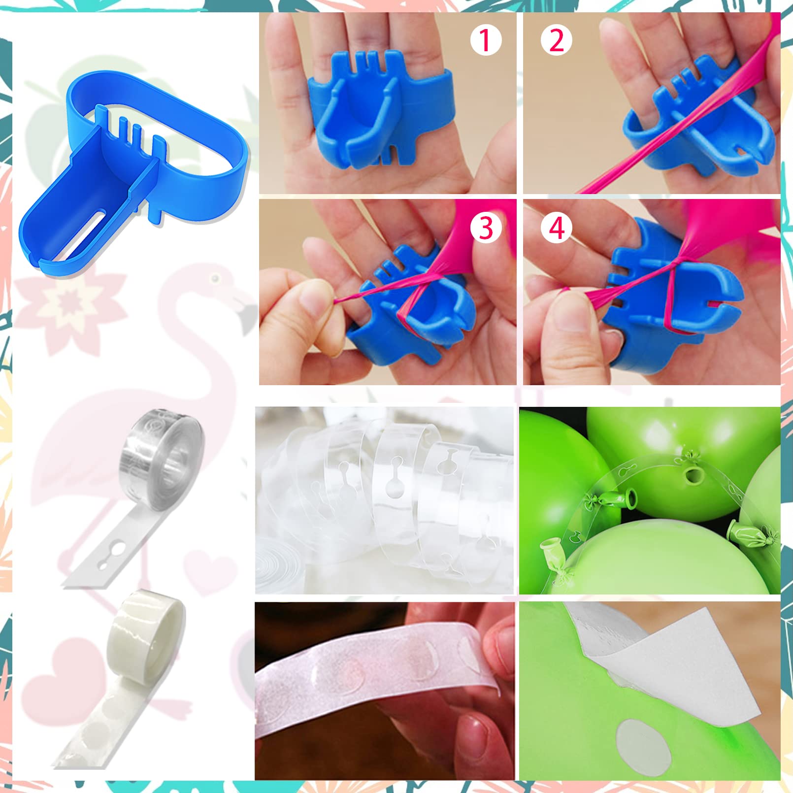 124Pcs Tropical Balloons Arch Garland Kit - Green, Hot Pink & Rose Gold Confetti Balloons with Palm Leaves for Hawaiian Luau, Flamingo Birthday Party, Baby Shower & Wedding Decorations | Perfect for Beach Themed Events, Summer Parties & Tropical Celebrations