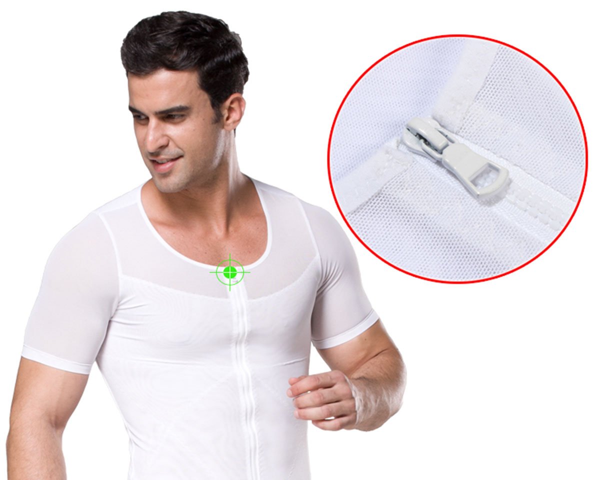 FEOYA Men's Slimming Body Shaper Tank Top with Zipper - Tummy Control Compression Vest Undershirt for Workout & Everyday Wear
