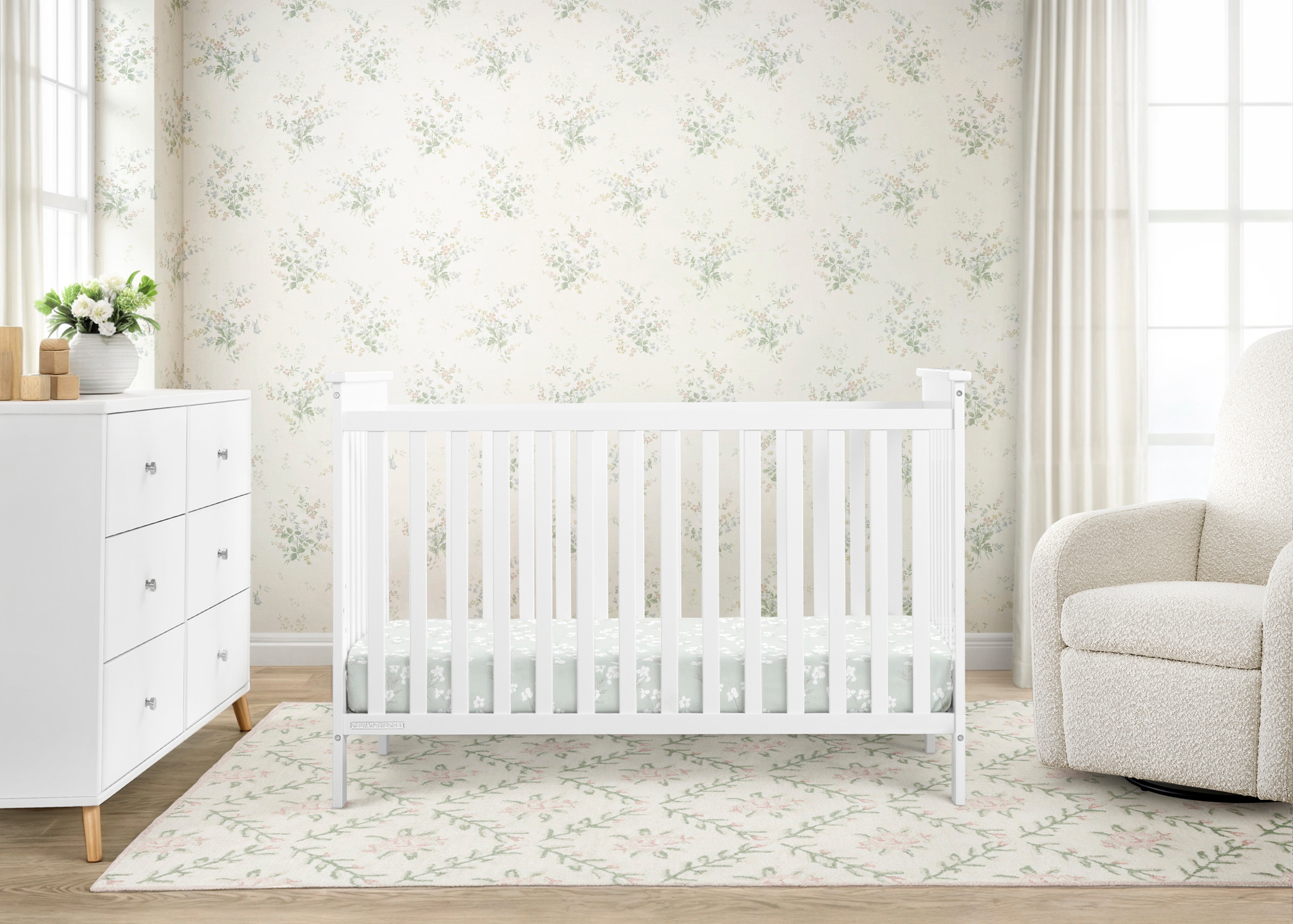 Adley 3-in-1 Convertible Baby Crib - Toddler Bed & Daybed - Safe Nursery Furniture for Newborns & Growing Kids - Perfect for Bedrooms, Daycare & Guest Rooms