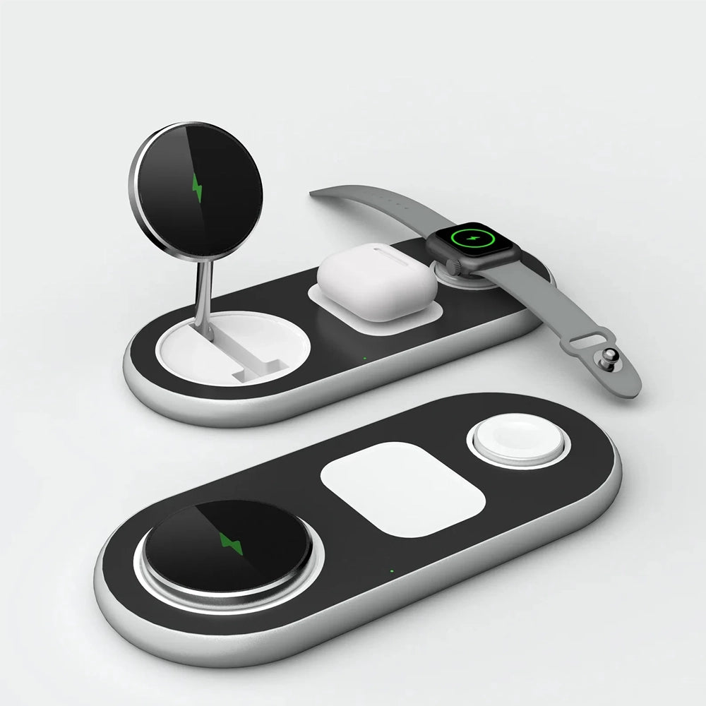 FlexiCharge 3-in-1 Wireless Charging Station for iPhone, Samsung & AirPods | Fast Qi-Certified Charger for Home, Office & Travel