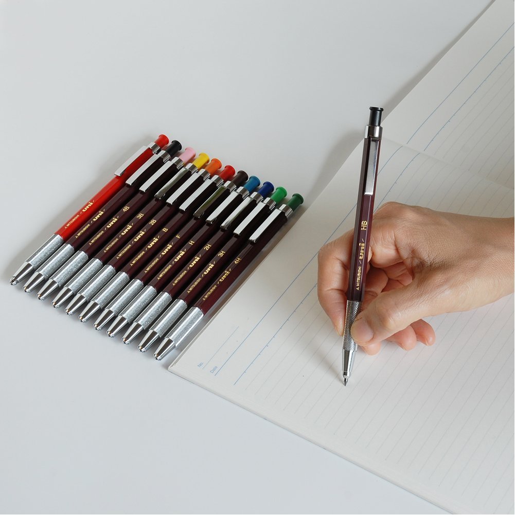 Mitsubishi Uni MH5001PNM Mechanical Pencil - 0.5mm Drafting Pencil with Metal Grip for Architects, Engineers & Students - Premium Black Writing Tool for Technical Drawing, Note Taking & Sketching