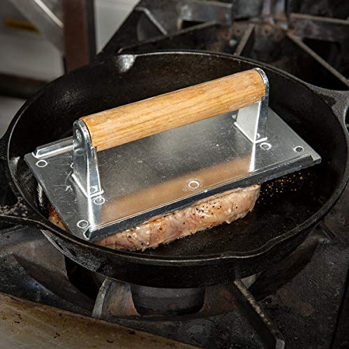 Premium Aluminum Steak Weight & Burger Press - Commercial Grade 8