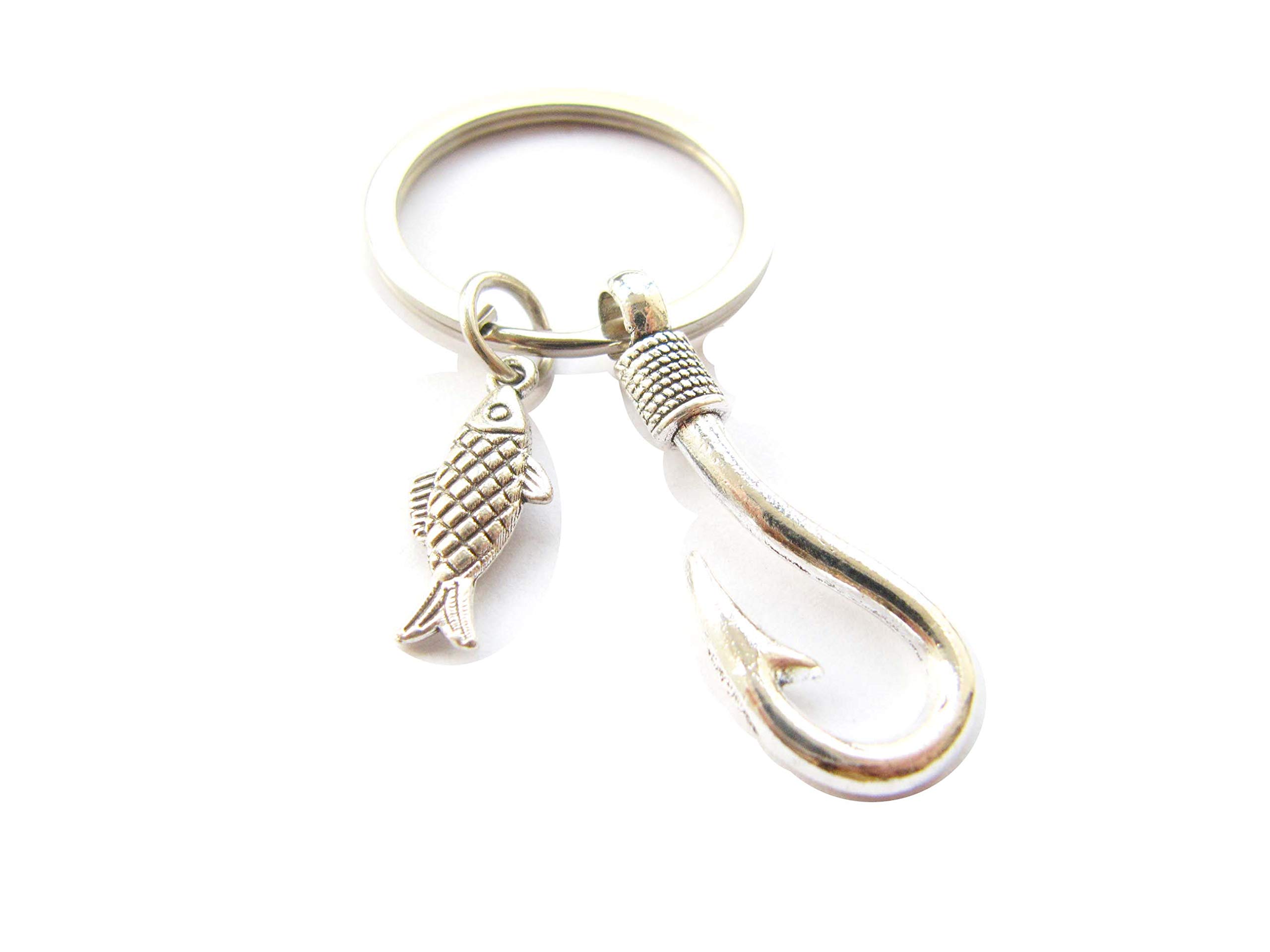 **Fishing Keychain for Men - Personalized Hook & Fish Keychain - Custom Engraved Fisherman Gift for Anglers, Dad, Husband - Great for Fishing Enthusiasts & Outdoor Lovers**