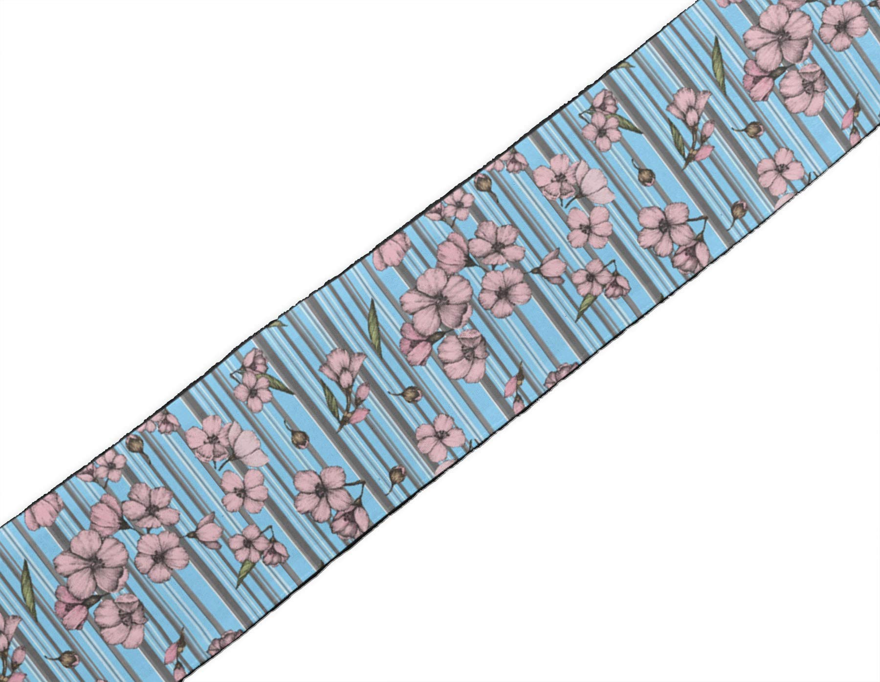 IndianBeautifulArt Blue Stripe & Floral Printed Velvet Ribbon Trim - 9 Yards x 3 Inches Wide - Premium Fabric Lace for Sewing, Crafts, DIY Accessories - Perfect for Dressmaking, Gift Wrapping & Home Decor