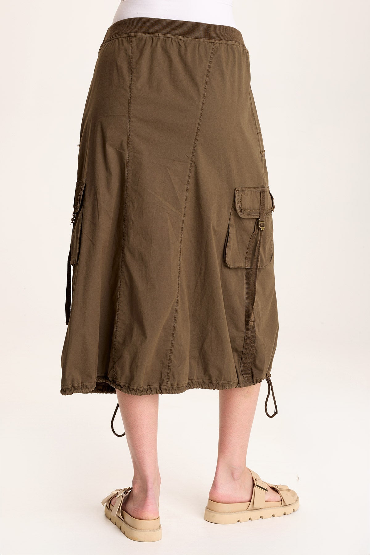 Castalina Poplin Cargo Midi Skirt for Women - Stylish Utility Skirt with Pockets | Casual Outfit, Streetwear Fashion & Outdoor Adventures