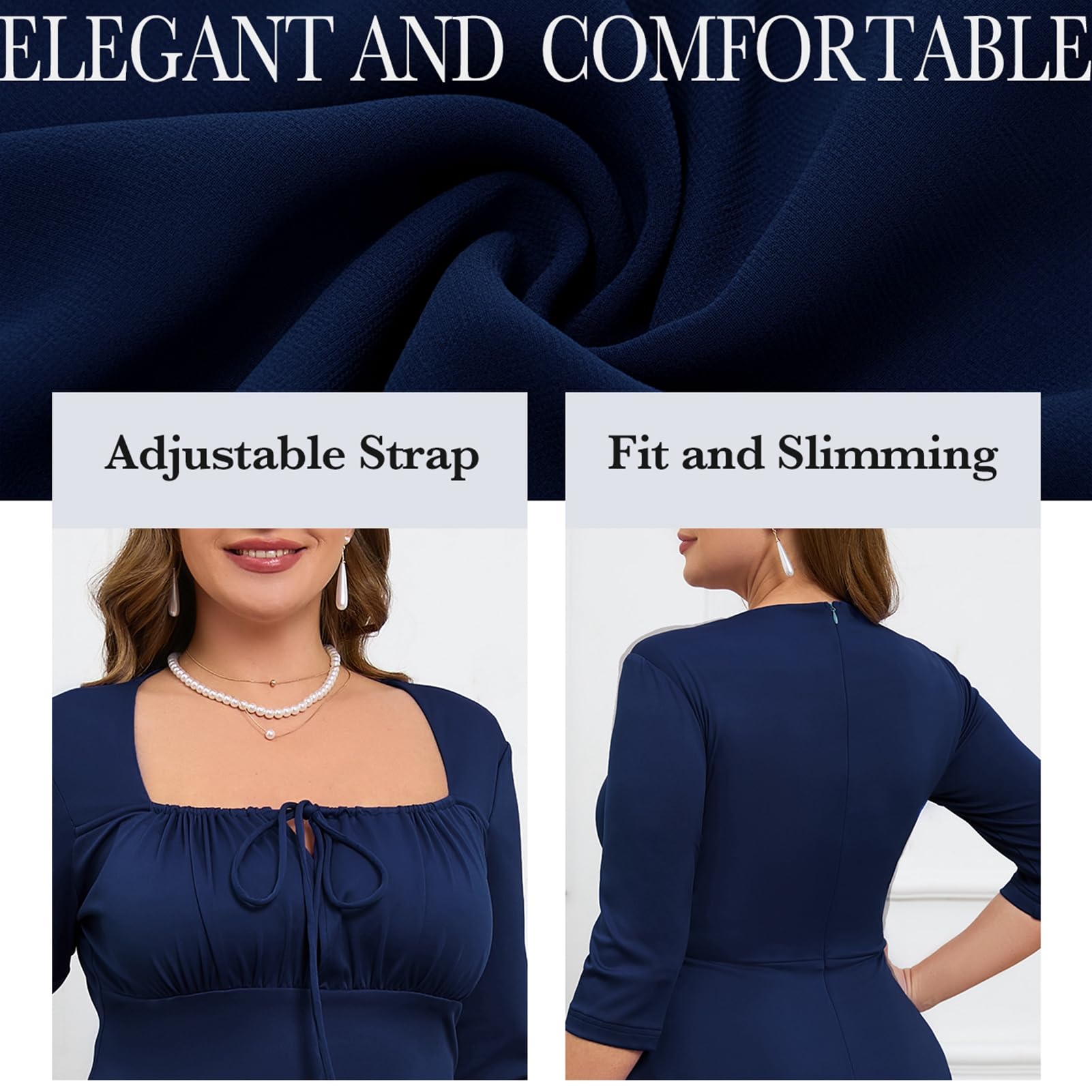 Elegant Plus Size Formal Cocktail Dress with Adjustable Tie Front & Straps - Satin Midi Prom Wedding Guest Party Dress for Women | Perfect for Evening Events, Bridal Showers & Special Occasions