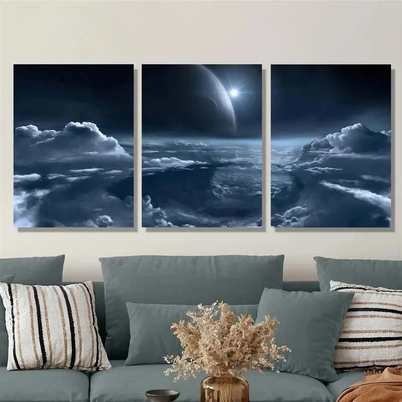 3-Piece Outer Solar Planet Metal Wall Art - Ready to Hang Aerospace Decor for Living Room, Bedroom & Office Space