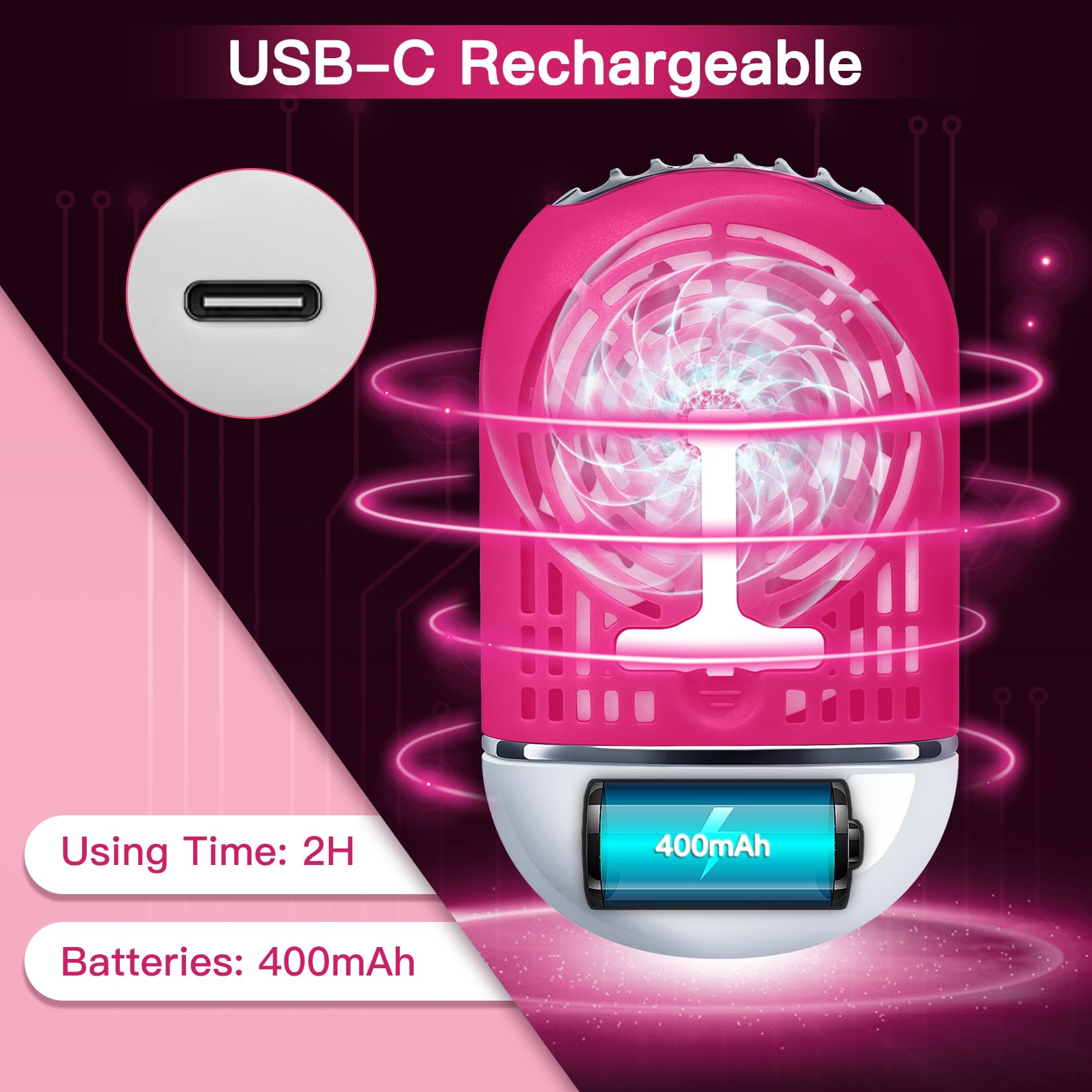 Rechargeable USB-C Mini Lash Fan for Eyelash Extensions - Portable Handheld Air Cooling Blower with Built-in Sponge for Professional & Home Use (Red) | Perfect for Salon, DIY Lash Artists & Travel
