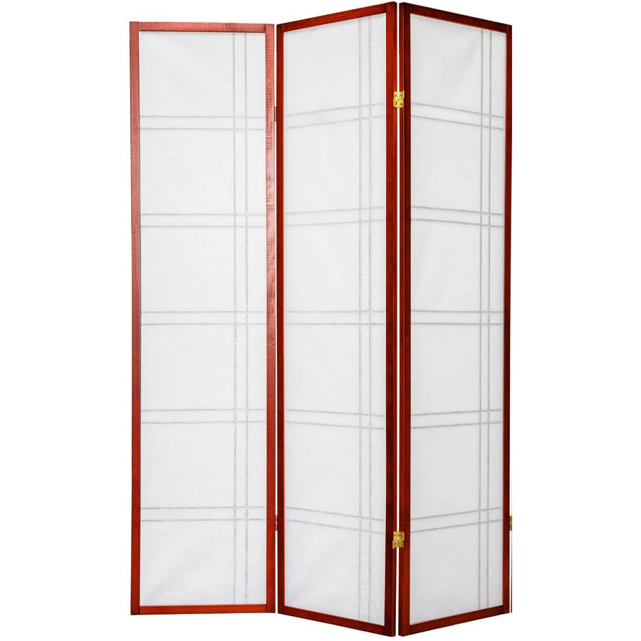 Legacy Decor 3-Panel Room Divider Privacy Screen - Shoji Style Cherry Wood Lattice Design for Home Office, Bedroom & Living Room Separation