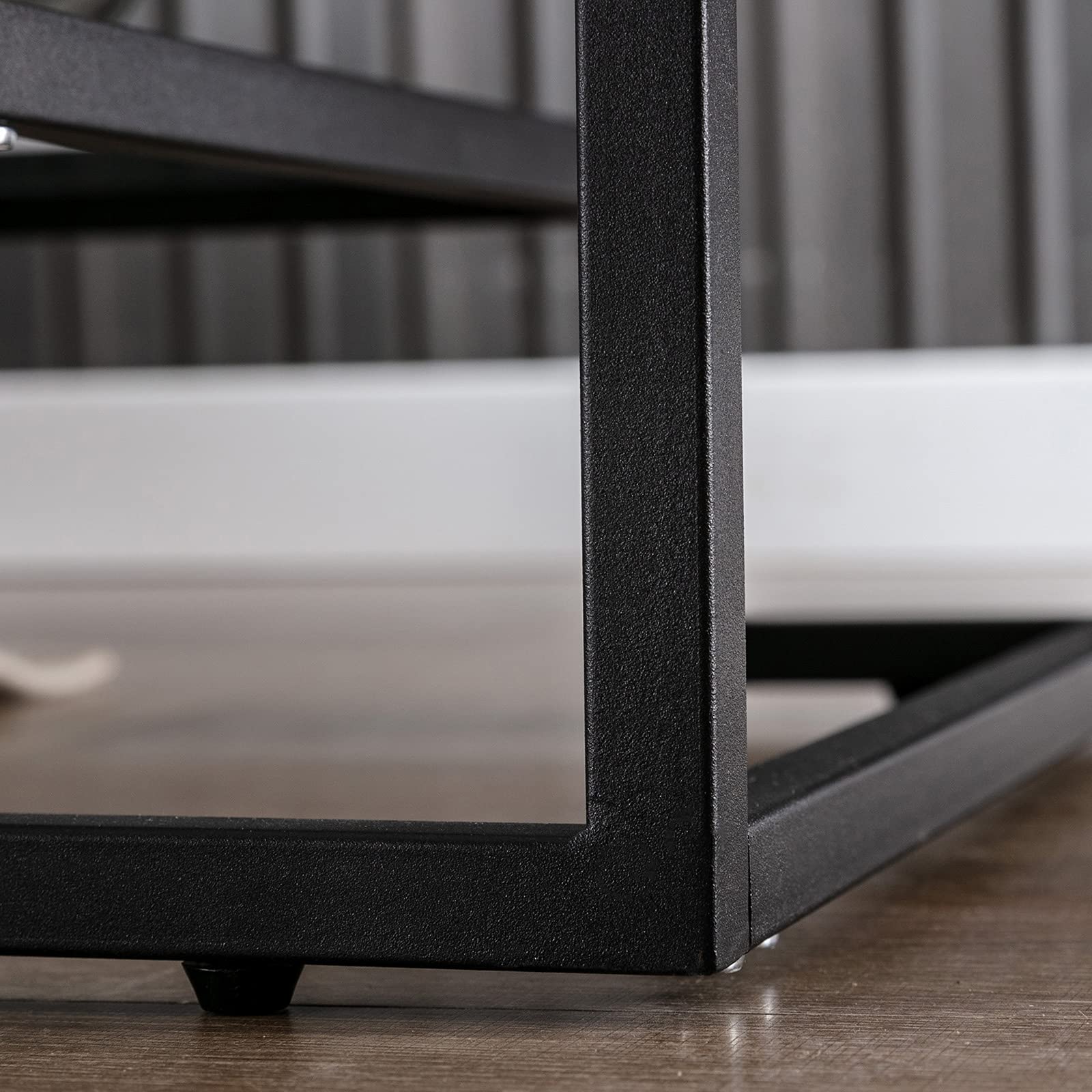 Modern Black Metal & Tempered Glass Coffee Table with Storage Shelf - Stylish Accent Side Table for Living Room, Office & Home Decor - Perfect for Small Spaces, Lounges & Contemporary Interiors