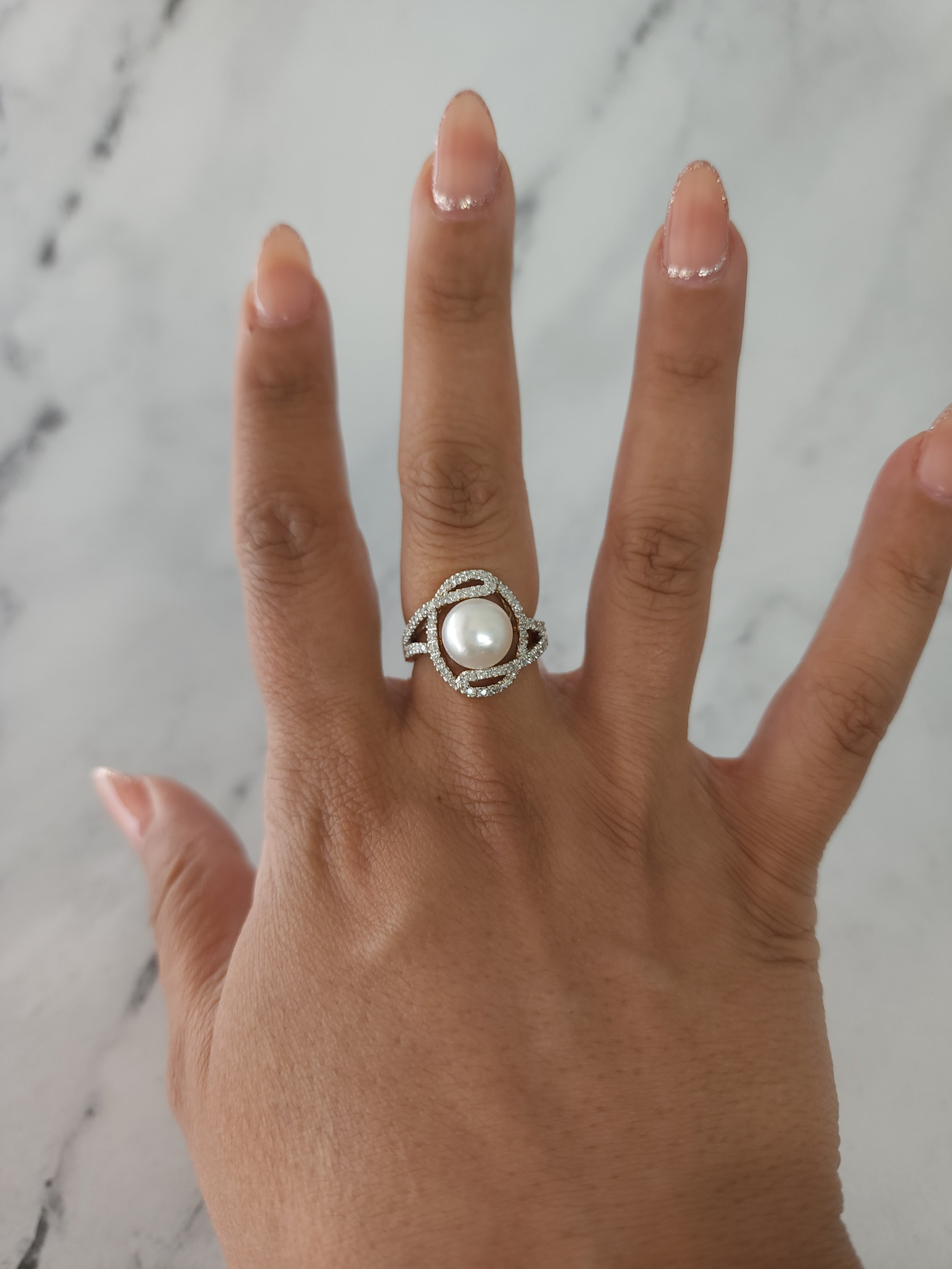 14K Yellow Gold Freshwater Pearl & Diamond Ring - 0.32cttw, Elegant Jewelry for Weddings, Anniversaries & Special Occasions
