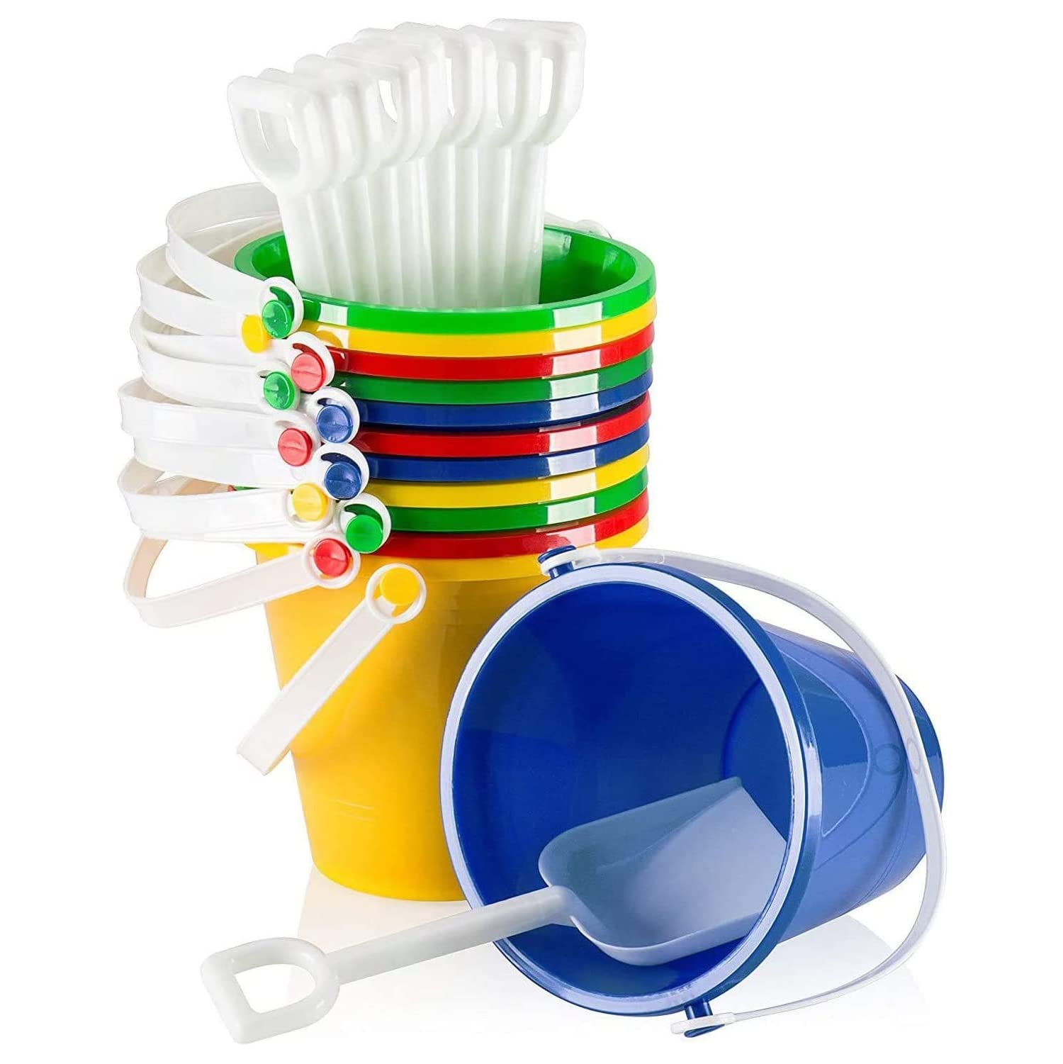 Top Race 6-Pack Kids Beach Toys Set - 5 Sand Pails, Shovels & Sandcastle Molds for Outdoor Play - Durable Sandbox & Pool Accessories for Toddlers - Perfect for Beach, Backyard & Summer Water Activities