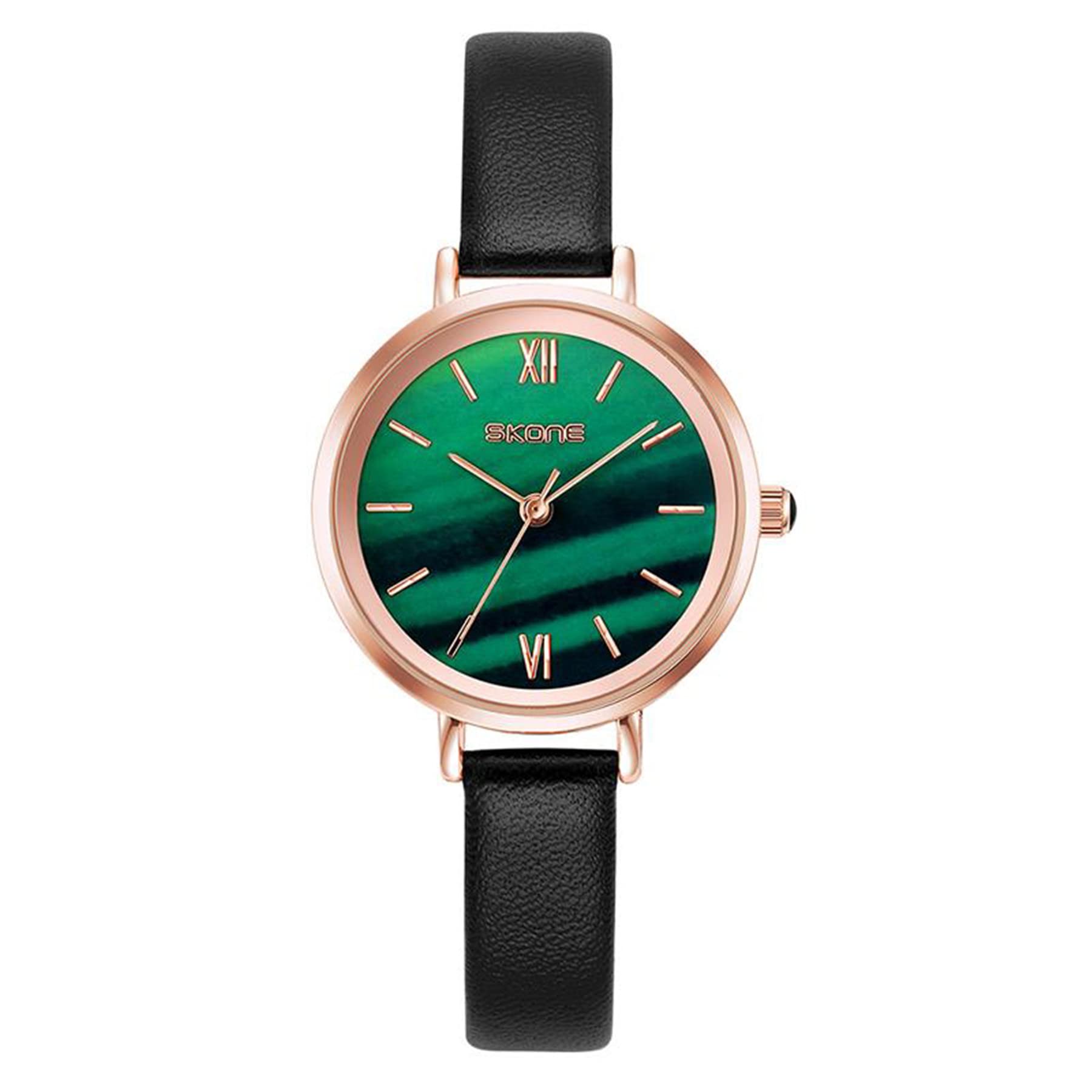 Women's Stylish Green Dial Quartz Watch - Casual Leather Wristwatch for Everyday Wear