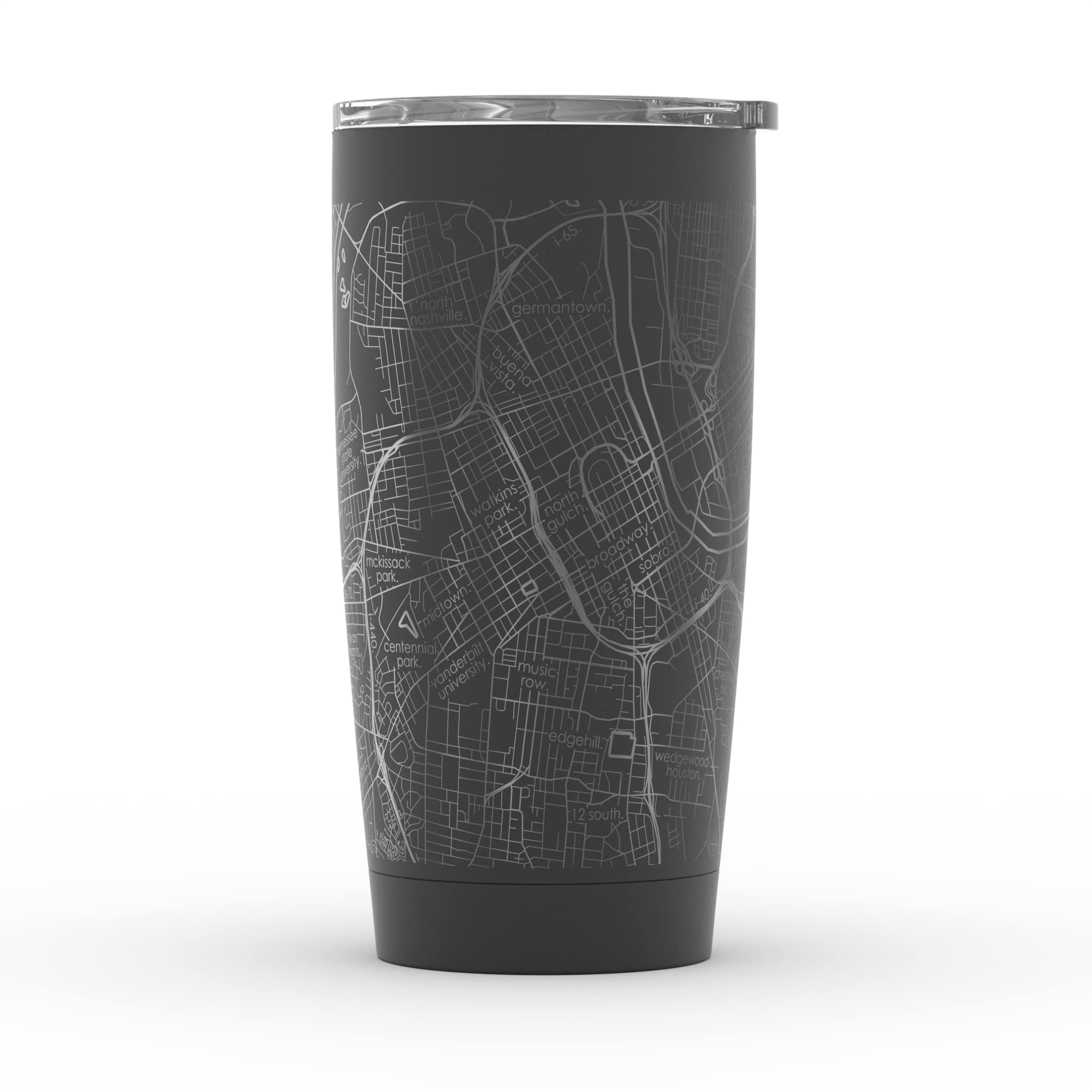 Personalized Nashville Tennessee Map Insulated Coffee Tumbler - 20oz Stainless Steel Travel Mug with Etched City Design - Black Custom Engraved Drinkware for Coffee, Tea & Outdoor Adventures