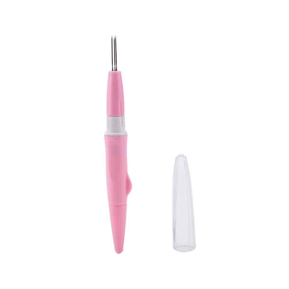 Punch Needle Kit for Embroidery & Felting - DIY Punch Needle Pen with Patterns, Sewing & Knitting Tool for Stitching, Applique & Embellishment (Pink) - Perfect for Home Decor, DIY Crafts & Fabric Projects