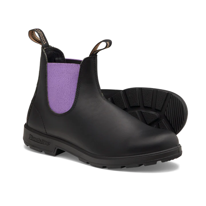 Blundstone 2303 Original Black with Lavender Elastic Chelsea Boots - Comfortable & Durable for Work, Outdoor & Casual Wear