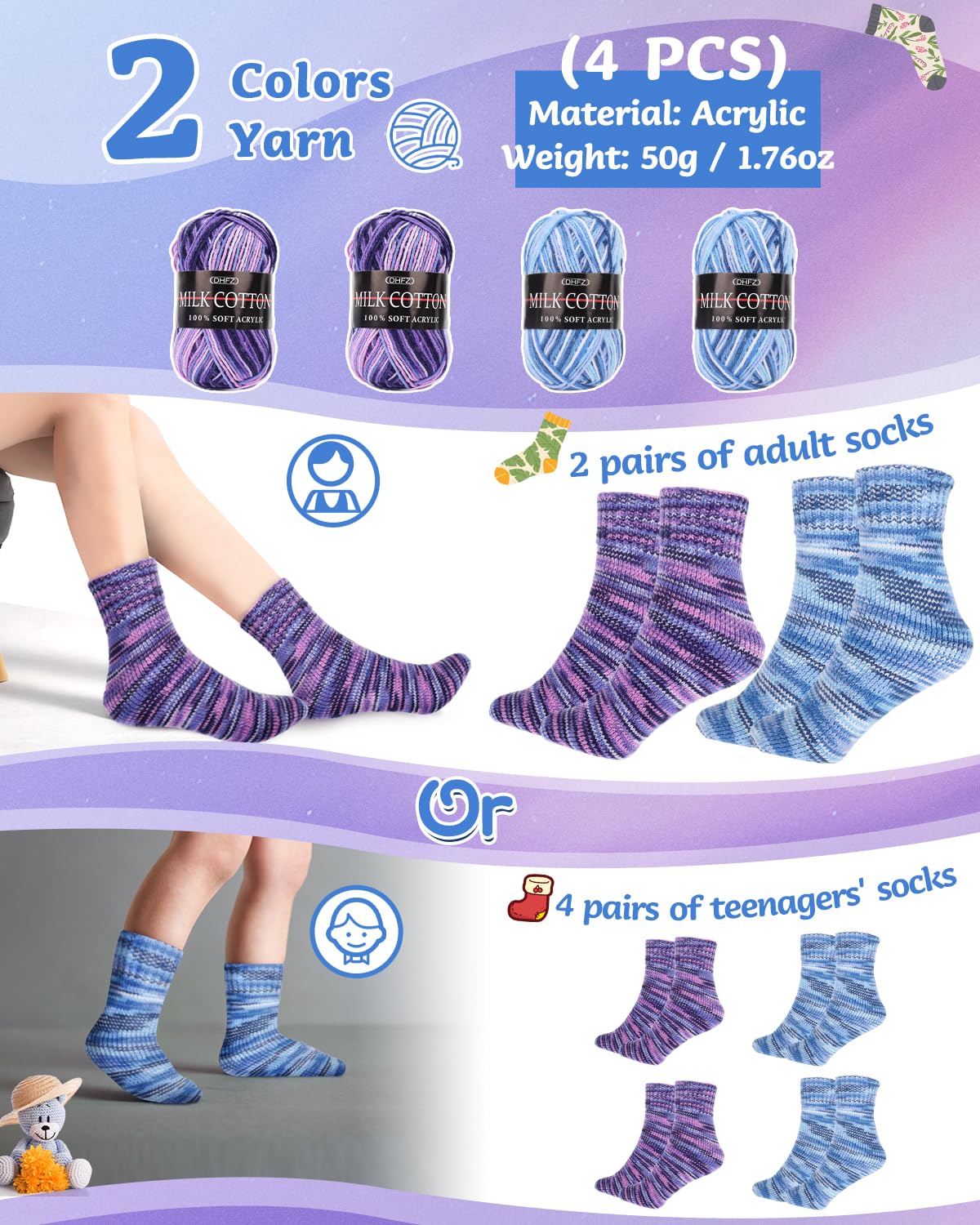 **Coopay Complete Knitting Kit for Beginners - Easy Sock Knitting Starter Set with Yarn & Step-by-Step Instructions - Perfect for Thanksgiving, Mother's Day Gifts & DIY Crafting at Home**
