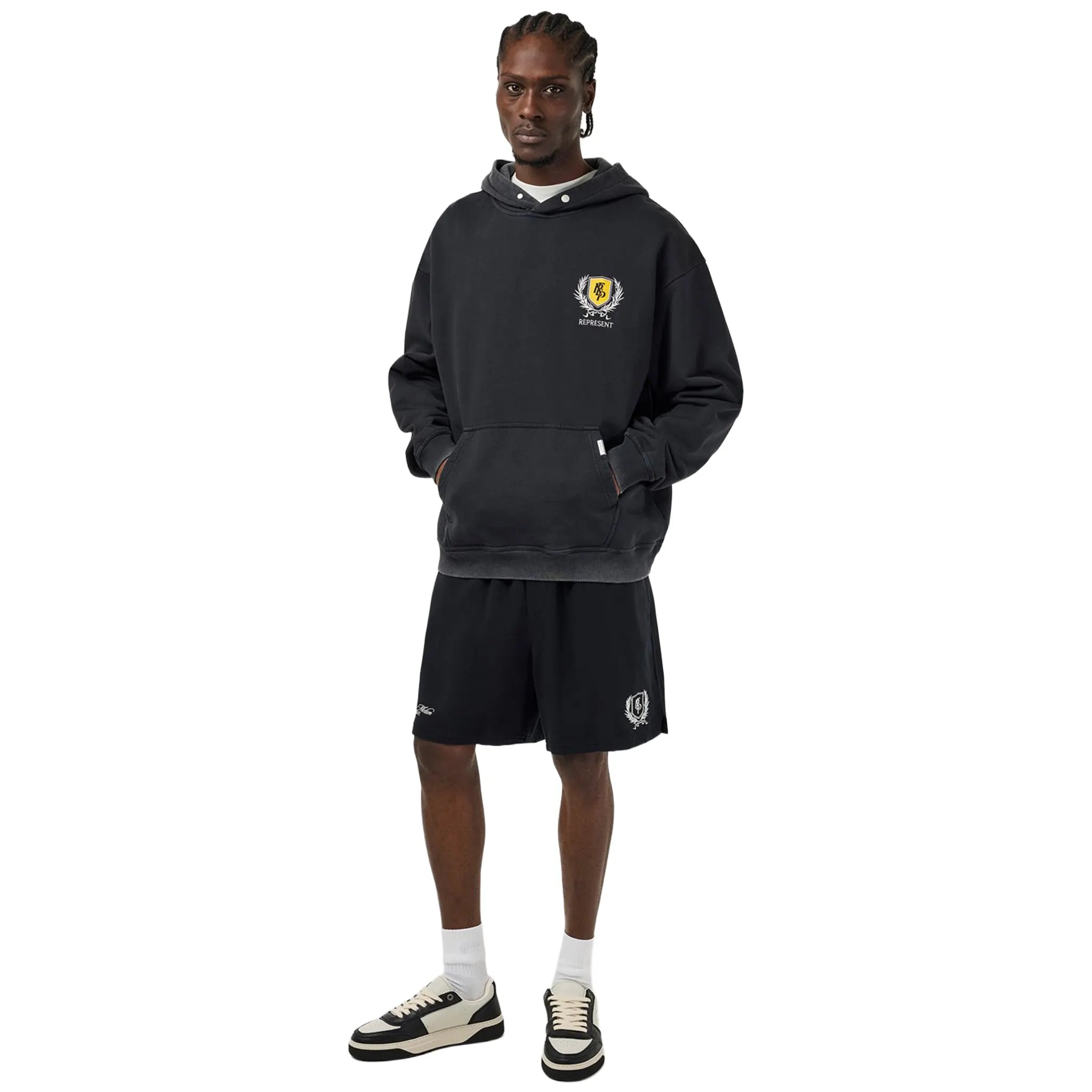 Represent Owner Club Black Shorts - Men's Casual Athletic Shorts for Gym, Running & Lounge Wear | High-Quality Comfort & Style