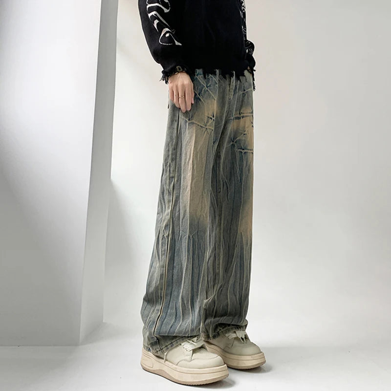 Trendy American Style Gradient Color Jeans - Loose Fit Casual Straight Denim Pants for Men | Spring Fashion Essential for Streetwear & Daily Outfits