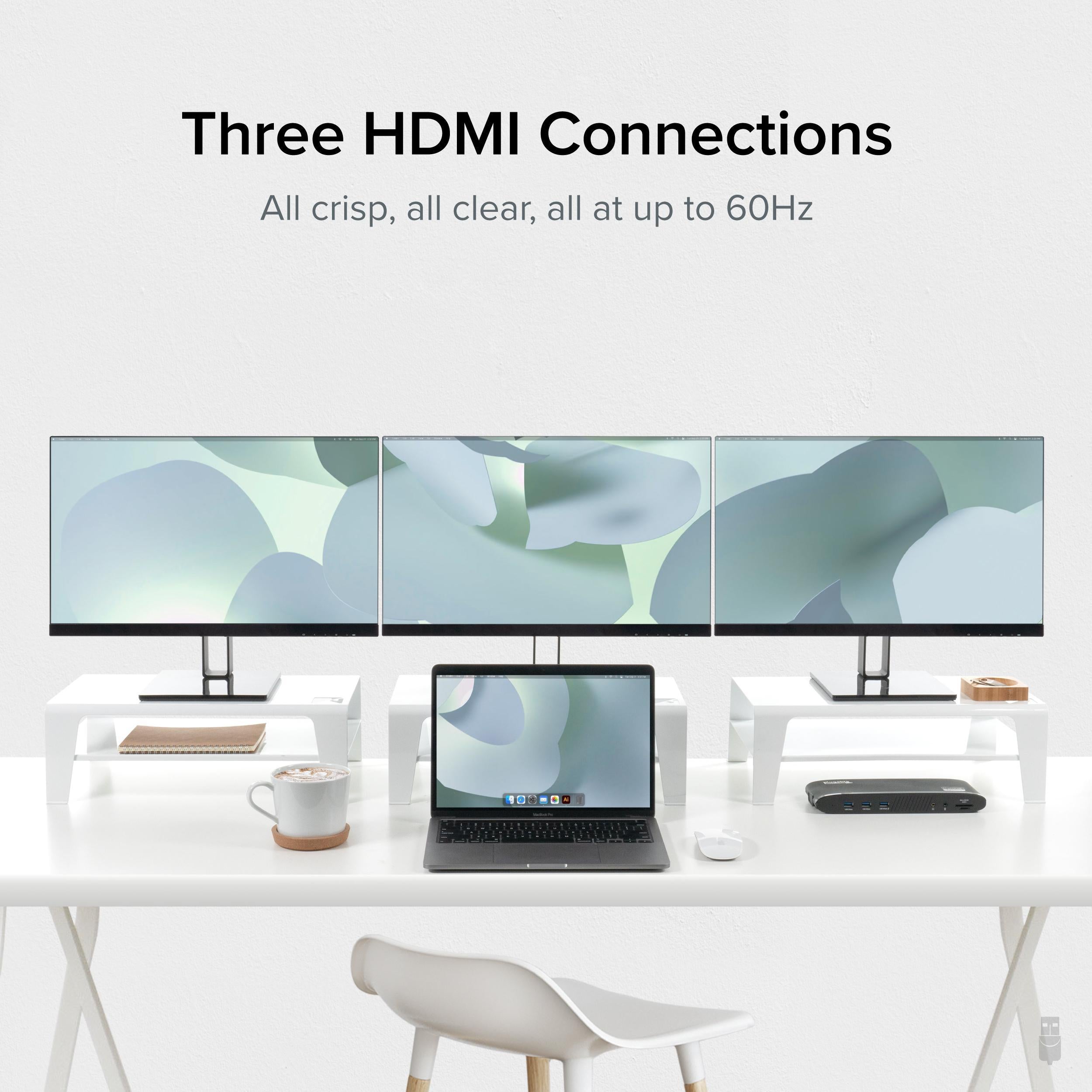 Plugable USB C Triple Monitor Docking Station with 3x HDMI Ports - 100W Laptop Charging, 4K@60Hz Display, 10Gbps Data Transfer - Ideal for Home Office, Gaming & Multi-Tasking Setup