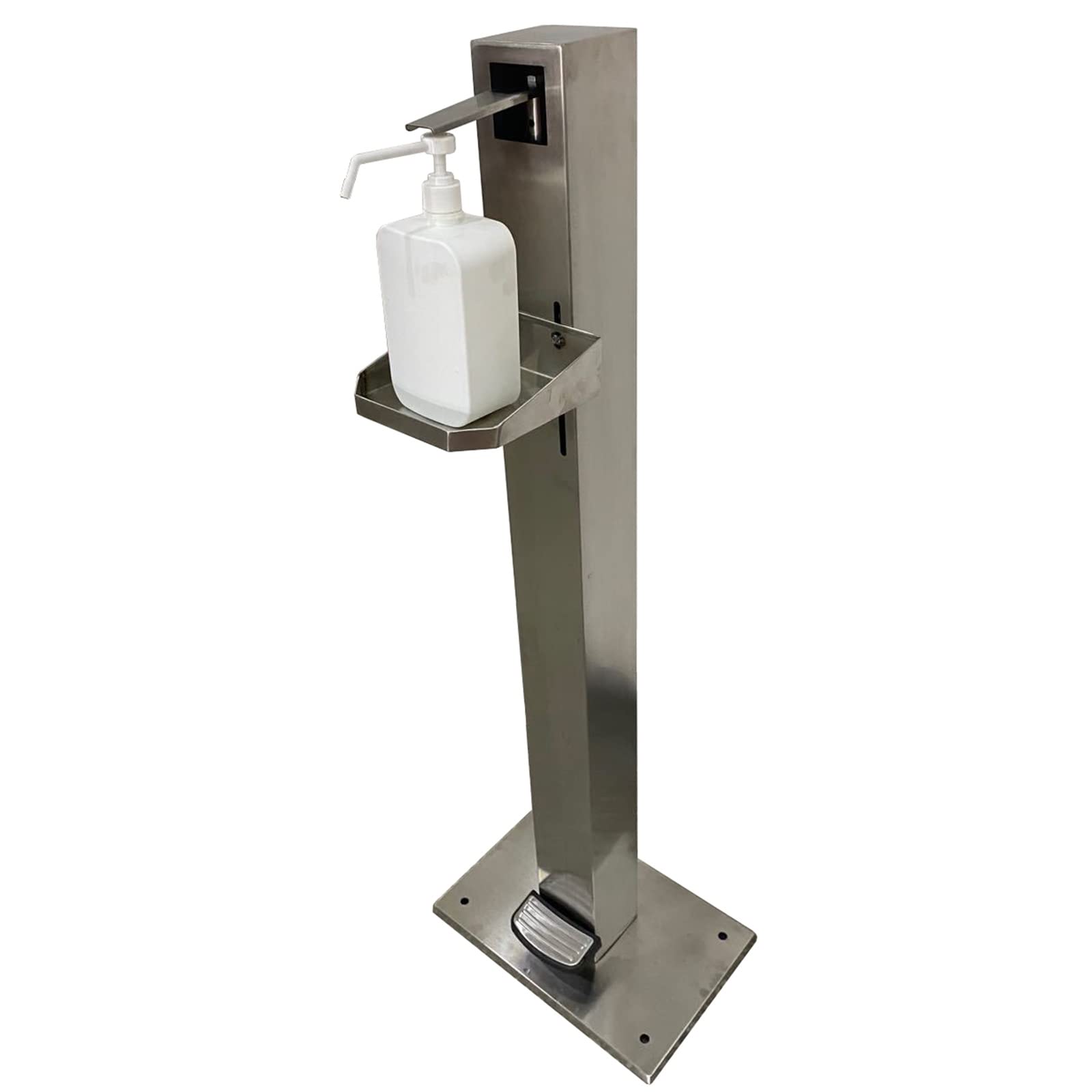 Touchless Hand Sanitizer Dispenser Stand - Foot Operated Stainless Steel Soap Gel Holder for Home, Office, School & Public Areas | Wall Mount & Floor Standing Sanitizing Station for Germ-Free Environments