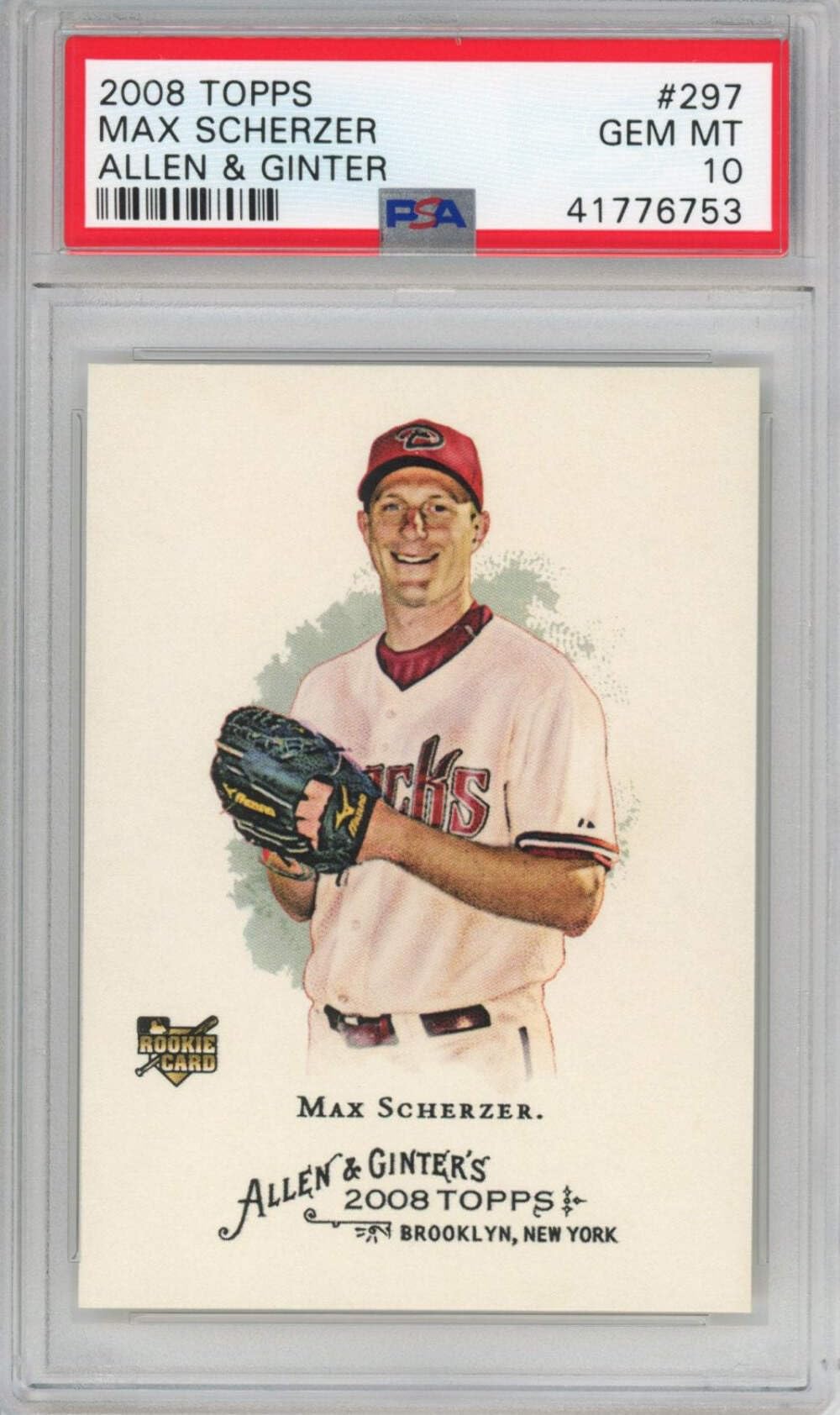 2008 Topps Allen & Ginter Max Scherzer #297 Rookie RC Baseball Card PSA 10 Gem Mint - Perfect for Collectors & Baseball Memorabilia Displays