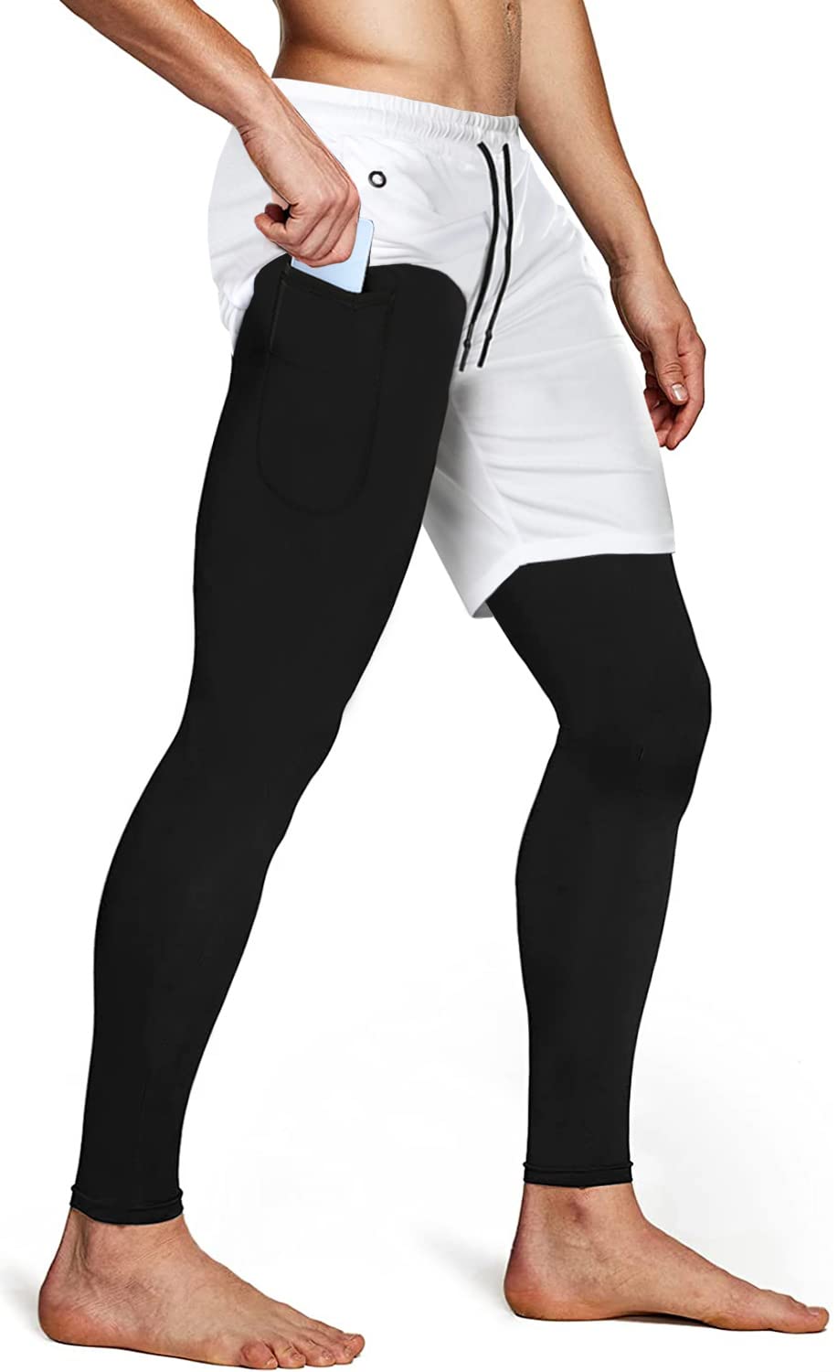 Aolesy Men's 2 in 1 Running Pants with Compression Liner - Breathable Gym Workout Training Athletic Pants for Jogging, Cycling & Fitness Activities