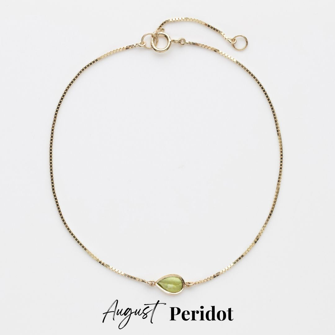 Birthstone Solitaire Bracelet - Dainty Sterling Silver Charm Bracelet for Women, Personalized Gift for Mom, Daughter, Wife - Perfect for Birthdays, Anniversaries & Special Occasions
