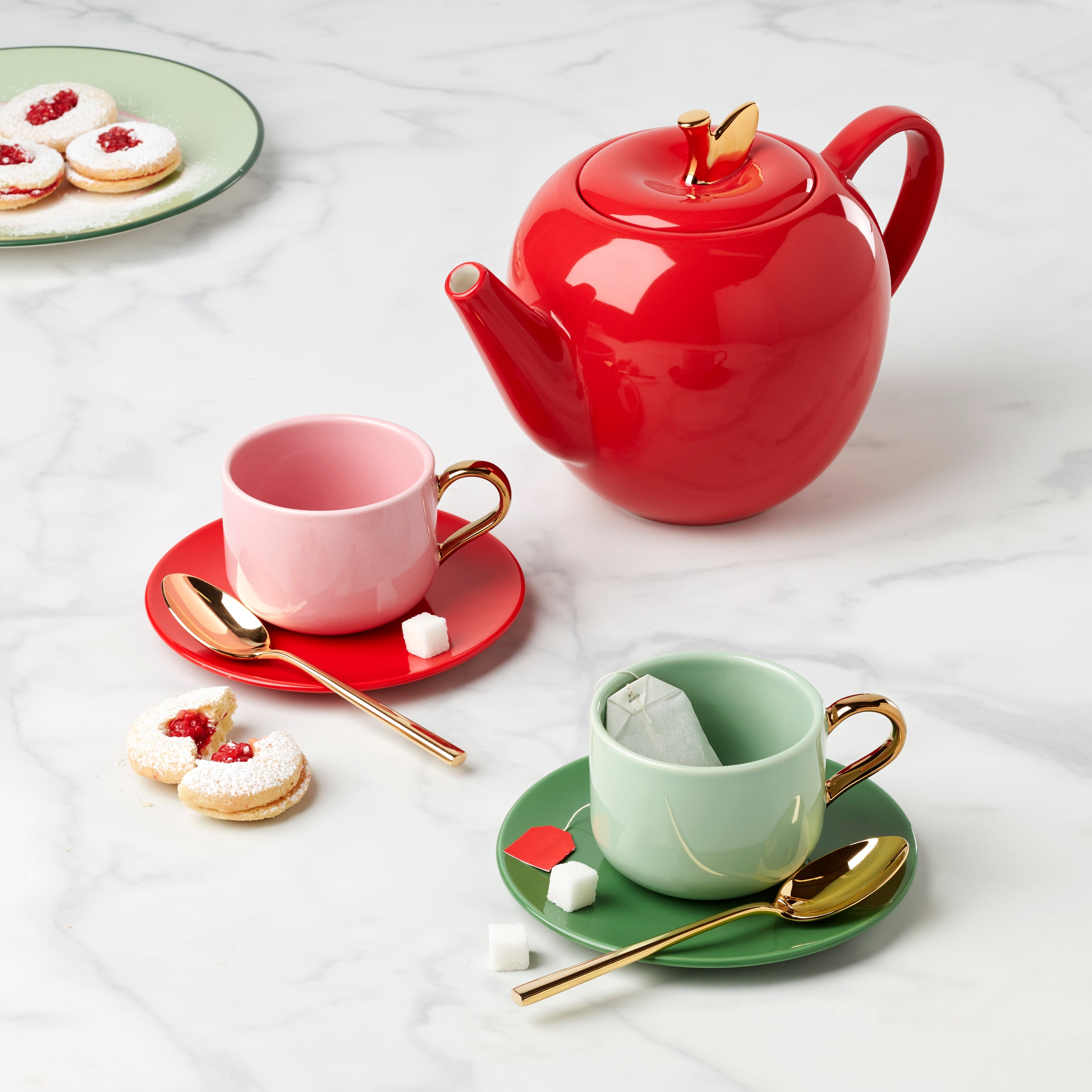 Make It Pop 8 Piece Cup & Saucer Set - Elegant Porcelain Tea Cups with Saucers for Afternoon Tea, Coffee, and Home Decor