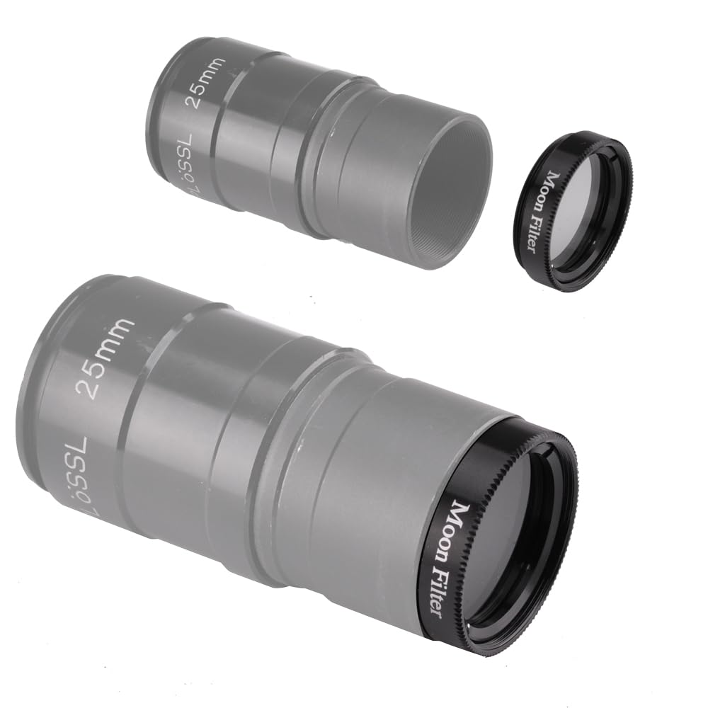 1.25 Inch Moon Filter with Aluminum Frame - Light Pollution Reduction Filter for Telescope Eyepieces | Enhance Lunar Viewing & Astronomy Observation